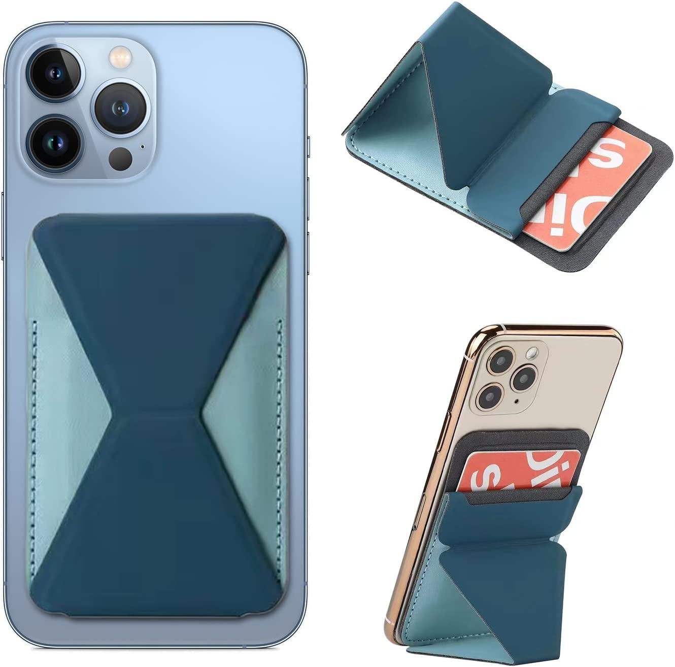 Ambervec Magsafe Wallet Compatible with Iphone 14, Iphone 13 & Iphone 12 Series, Magnetic Wallet Stand for Apple Mag Safe, Leather Magnetic Card Holder for Back of Iphone Pro Max Mini Plus, Yellow  AmberVec Inc. Sky Blue  