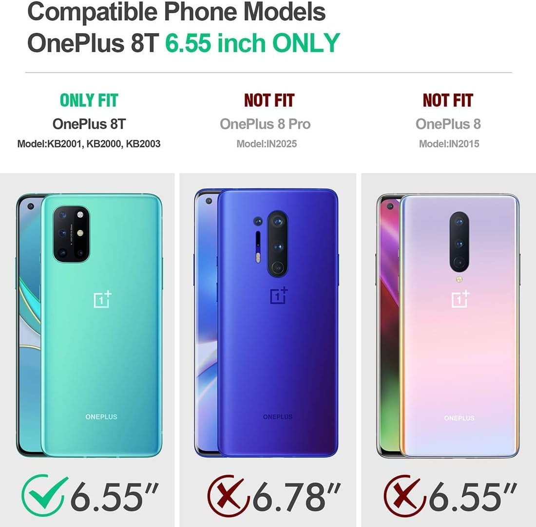 Poetic Revolution Series Designed for Oneplus 8T Case, Full-Body Rugged Dual-Layer Shockproof Protective Cover with Kickstand and Built-In-Screen Protector, Black  Poetic   