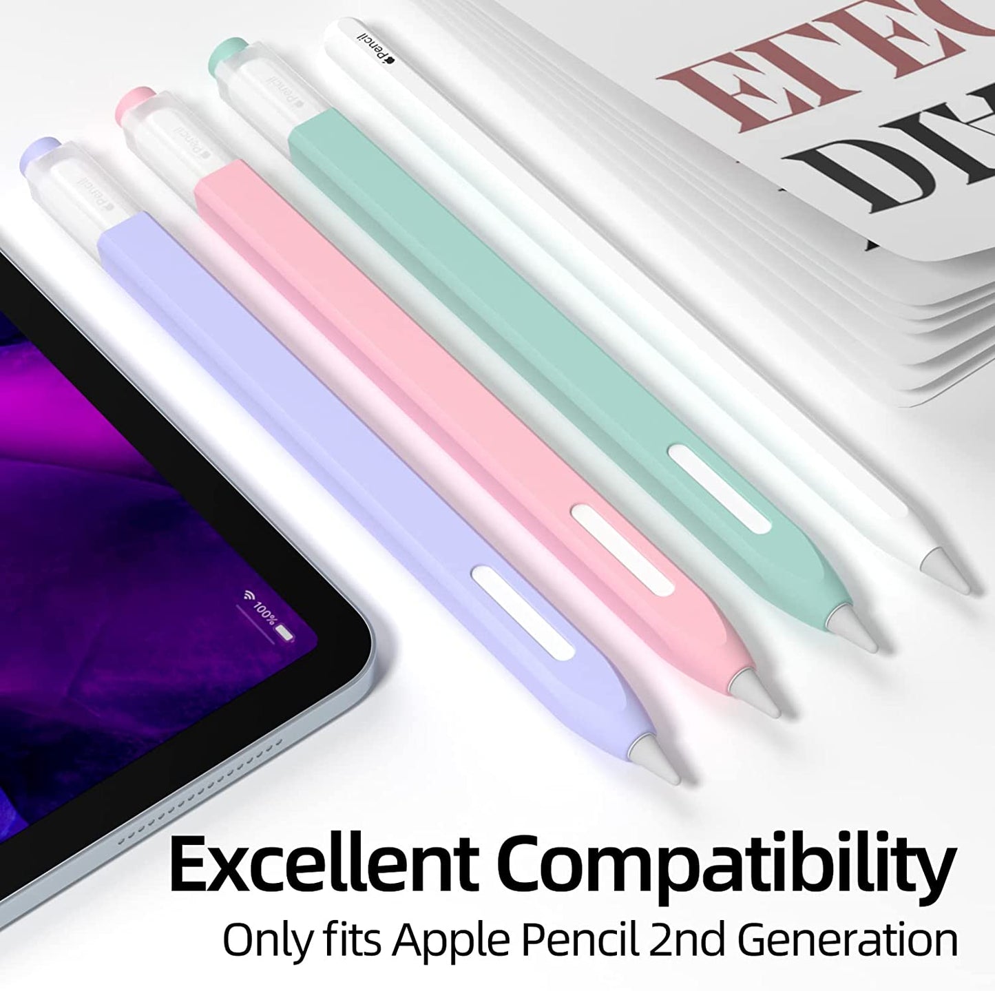 JOOSKO [3 Pack] Pencil Case for Apple Pencil 2Nd Generation Case, Classic Design, Durable Silicone Case, [With 10 Silicone Tip Cover], for Apple Pencil 2Nd Generation. (Purple, Light Blue, Pink)  JOOSKO   