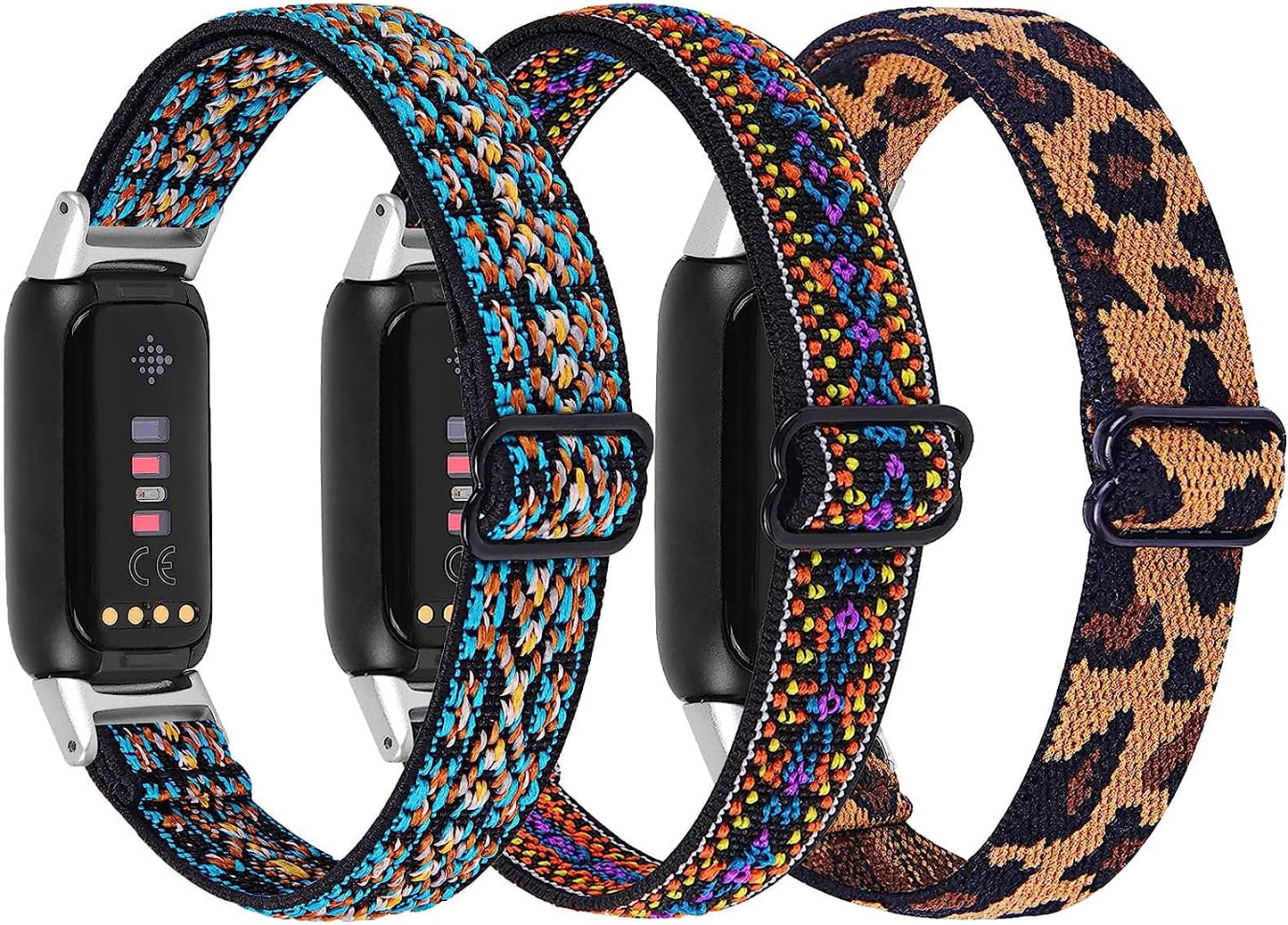 3 Pack Nylon Bands Compatible with Fitbit Luxe, Elastic Watch Band Soft Replacement Wristband for Women,Slim Stretchy Band Bracelet Strap Accessories for Luxe Fitness and Wellness Tracker  IMPAWFAN Color 03  