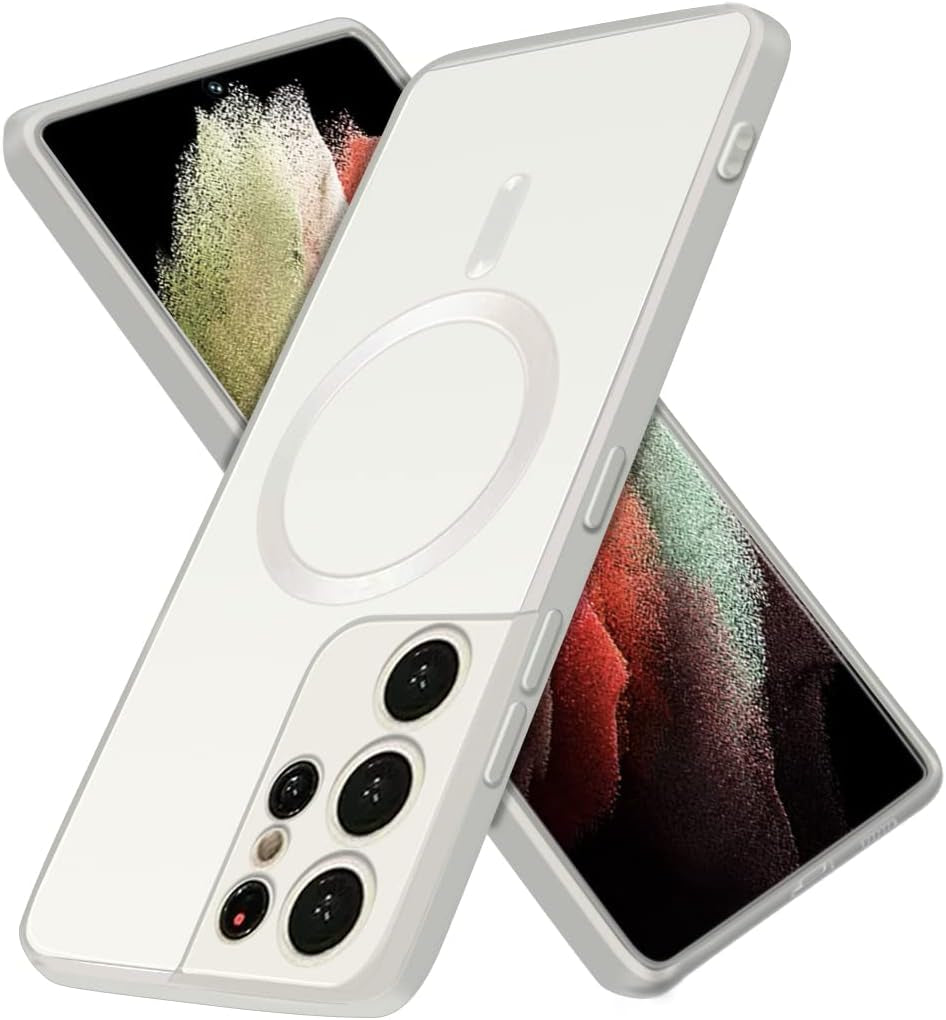 Luhuanx Magnetic Case for Samsung S21 Ultra 5G, Designed for Samsung Galaxy S21 Ultra Cases with Full Coverage Lens,Wireless Chager, Screen & Camera Protection (Crystal Black)  Luhuanx White  