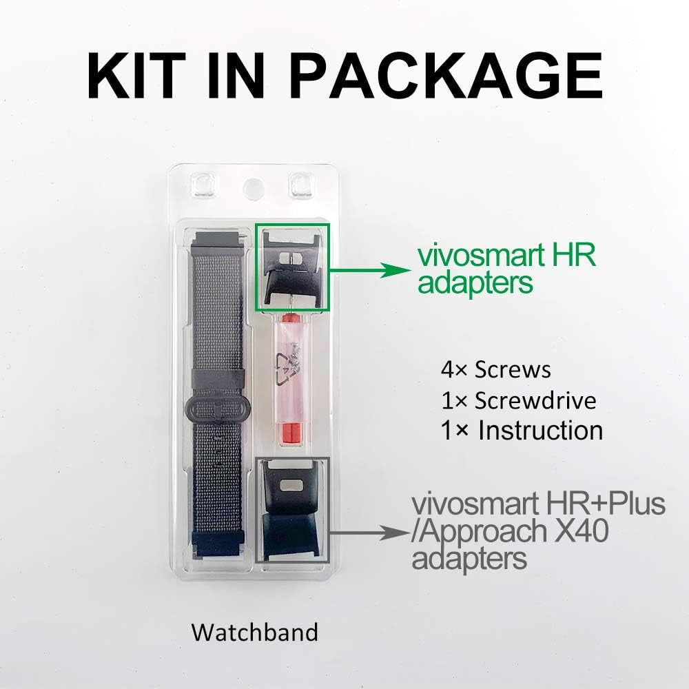 C2D JOY Classic Nylon Weave Band Compatible with Garmin Vivosmart HR Hr+Plus Approach X10 X40 Replacement Bands Smart Watch Strap with Accessory Adpaters  C2D JOY   