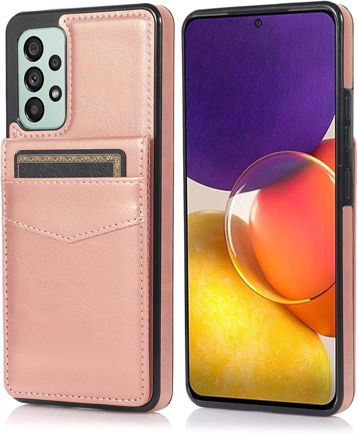 ZZXX Samsung Galaxy A53 5G Case Wallet Dual Layer Lightweight Premium Leather with Card Slots Kickstand Flip Case Protective Case for Samsung Galaxy A53 Wallet Case(Mint Green-6.5 Inch)  ZZXX Rose Gold Samsung Galaxy A53 5G 