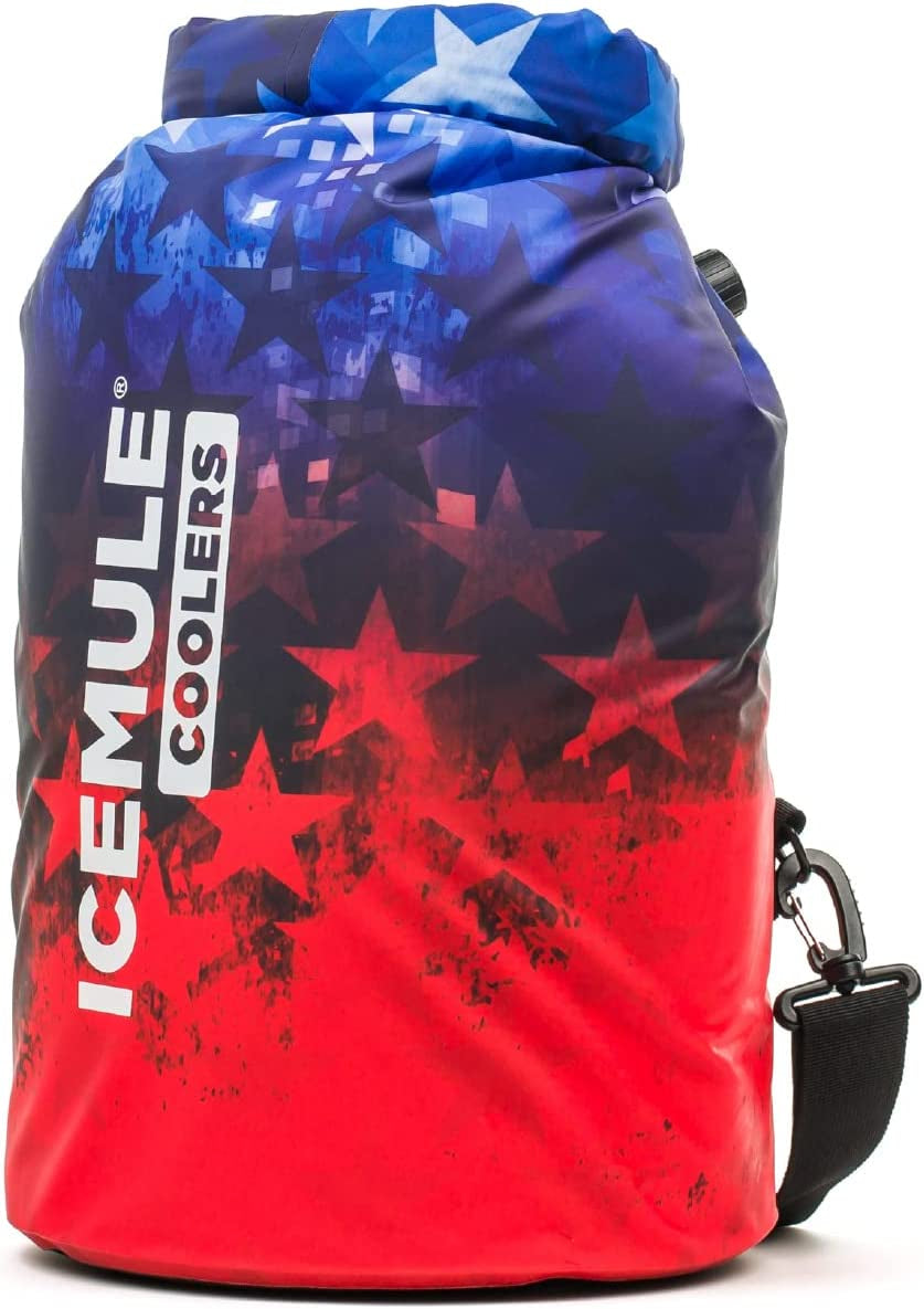 ICEMULE Classic Collapsible Backpack Cooler – Hands Free, 100% Waterproof, 24+ Hours Cooling, Soft Sided Cooler  IceMule Coolers Red White And Blue Medium - 15L 