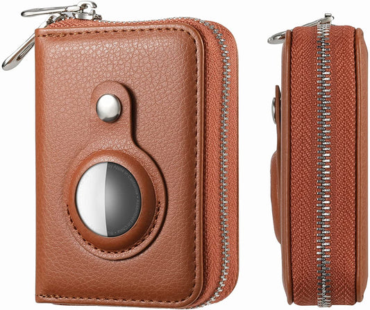 Bingcok Small Wallet for Men, Minimalist PU Leathter Wallet, RFID Blocking Small Cash Credit Card Holder Organizer Wallet with Airtag Holder, Slim Airtag Wallet Men/Women. (3-Brown)  Bingcok   