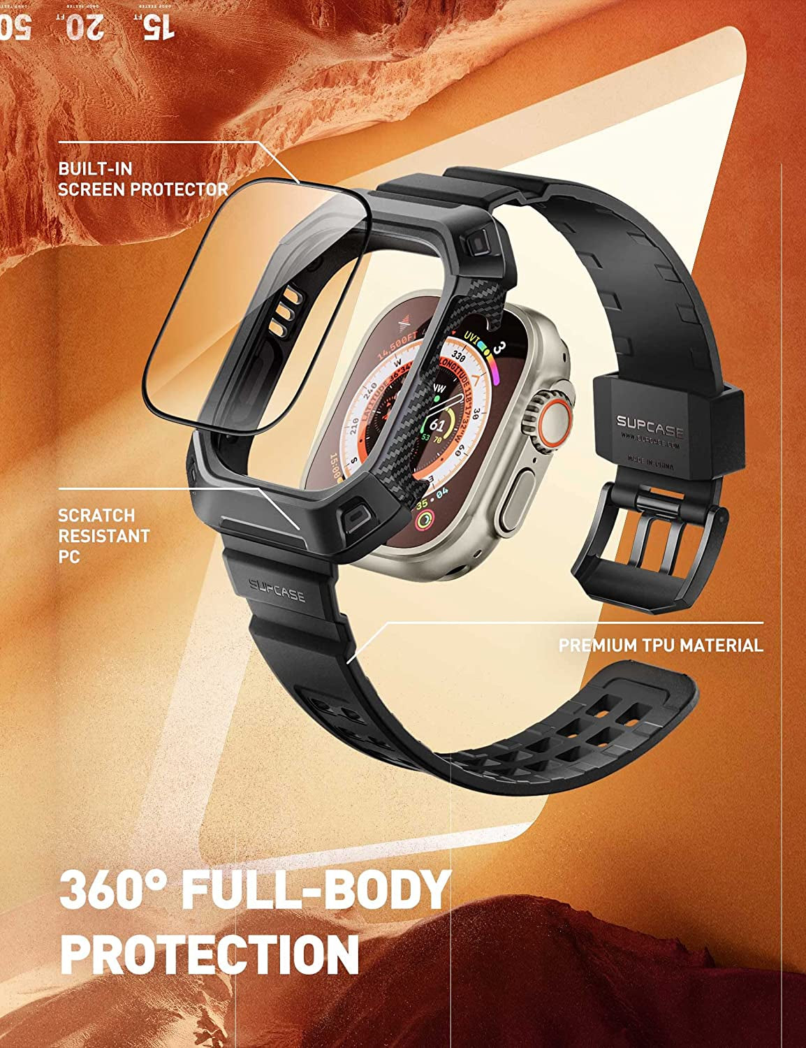 SUPCASE Unicorn Beetle Pro Case Designed for Apple Watch Ultra 49Mm (2022), [2 Pack Screen Protector] Rugged Protective Case with Strap Bands  SUPCASE   