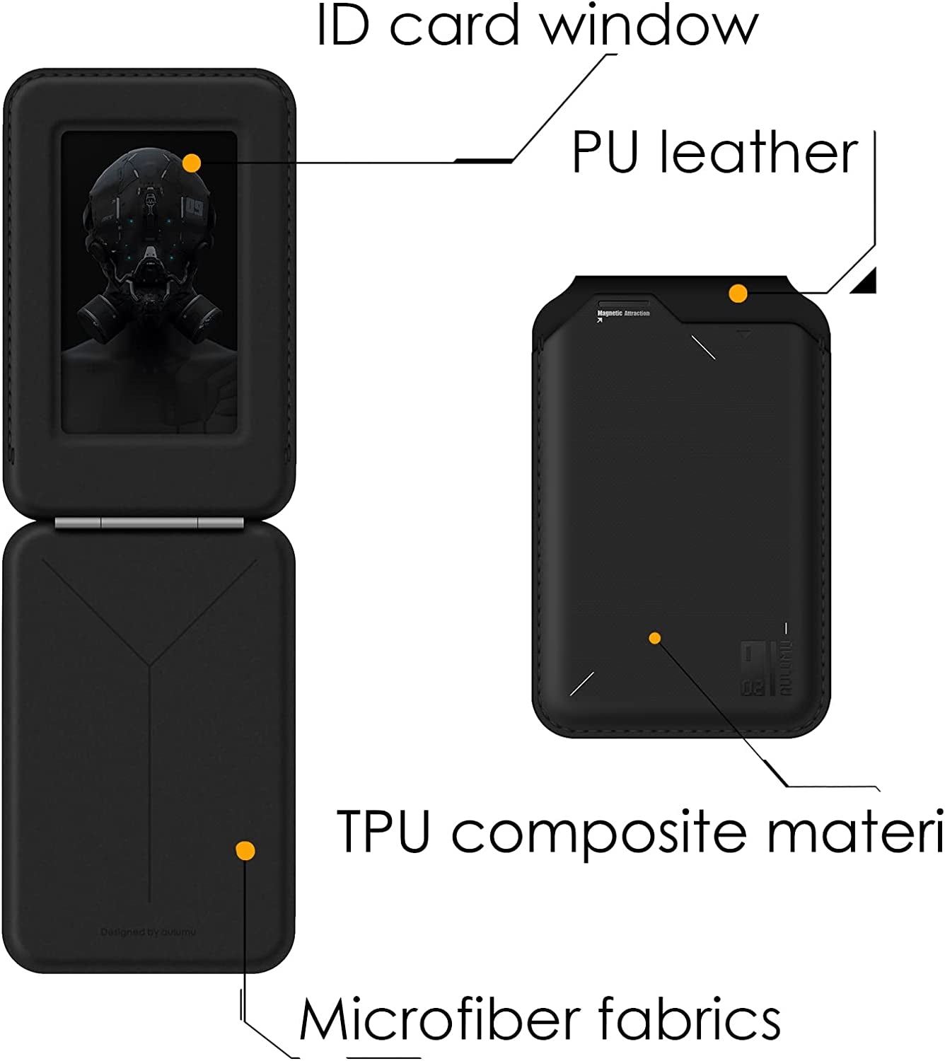 Aulumu G02 [2-In-1] Mag Safe Card Wallet Holder [Lightweight Version], Adjustable Stand, Open ID Window, Magnetic Phone Wallet Stick on for Iphone 14 Pro Max/14 Pro/14/14 Plus/13/12 Series Black  aulumu   