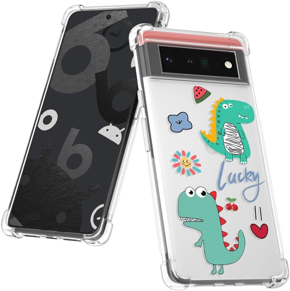 YCJACE Google Pixel 6 Pro Case,Google Pixel 6 Pro Case Clear with Bear Design Soft TPU Ultra-Thin Shockproof Anti-Scratch Bumper Protective Cover Case for Google Pixel 6 Pro-Sweets Bear  YCJACE Little Dinosaur  