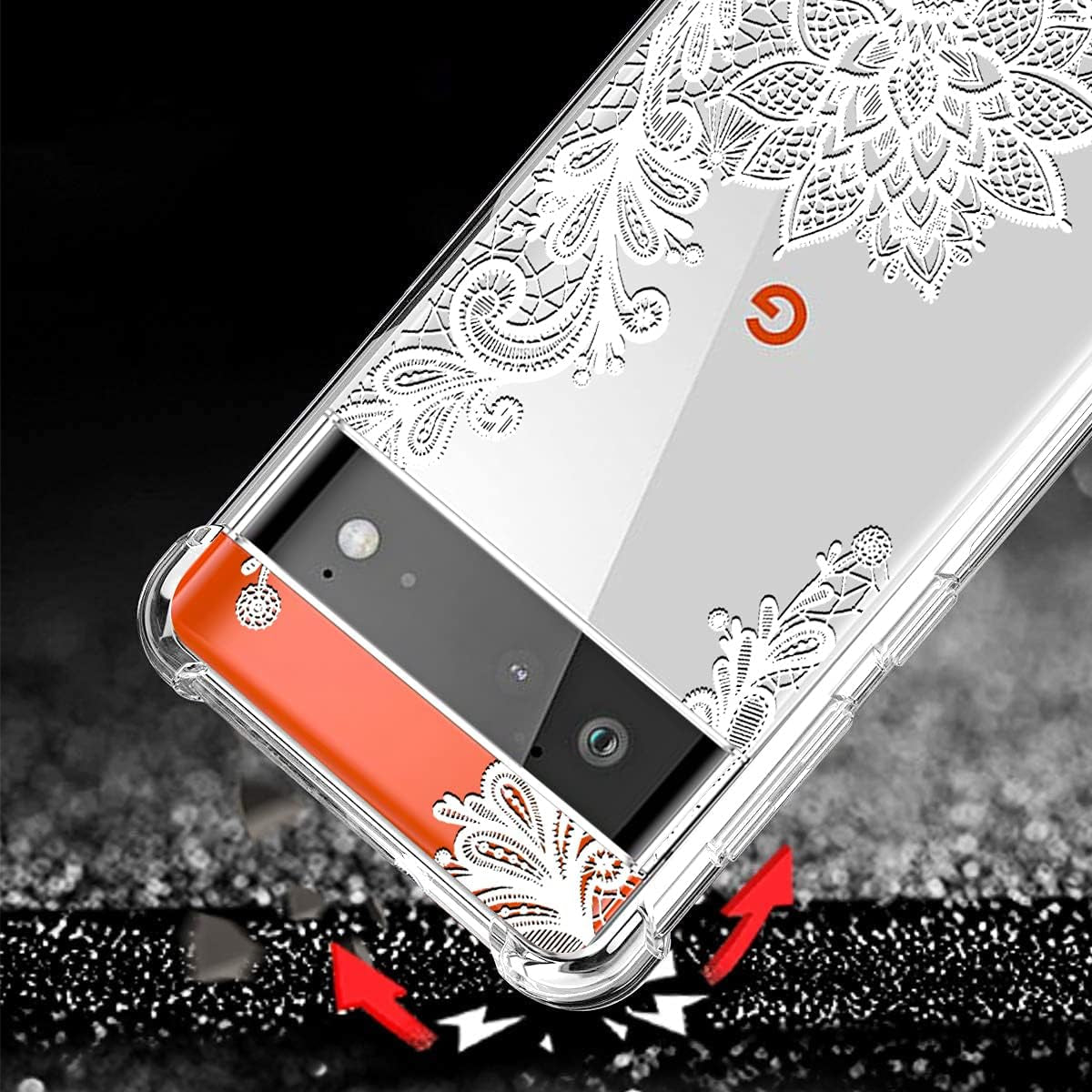 (3 Pack) for Google Pixel 6 Case, for Pixel 6 Case, Shock-Absorption Anti-Scratch Crystal Clear Soft TPU Bumper Protective Phone Case Cover for Google Pixel 6 (2021), Flower  HAIJ   