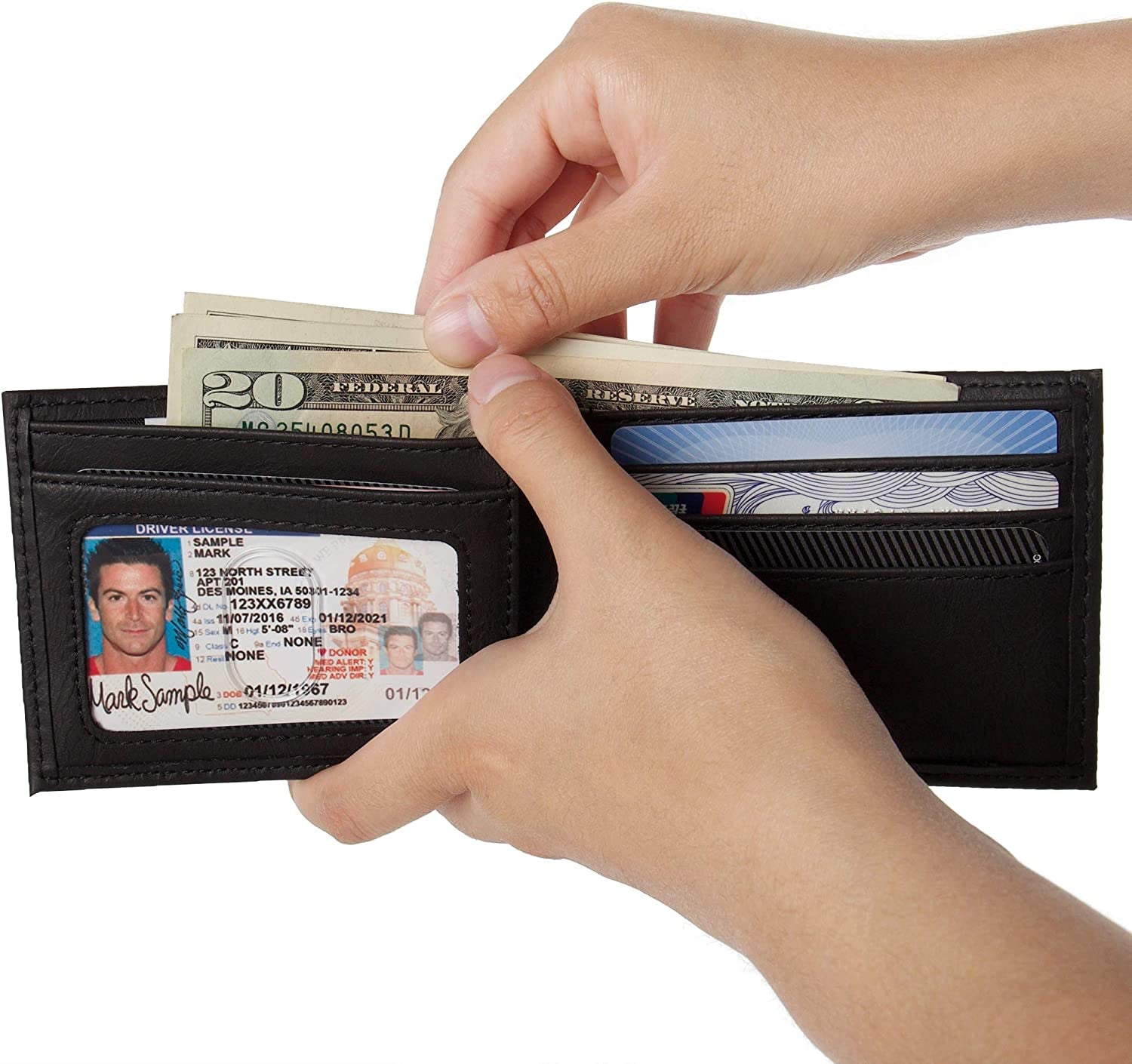 Dickies Men'S Bifold Wallet-High Security with ID Window and Credit Card Pockets, Classic Black, One Size  Randa Accessories   