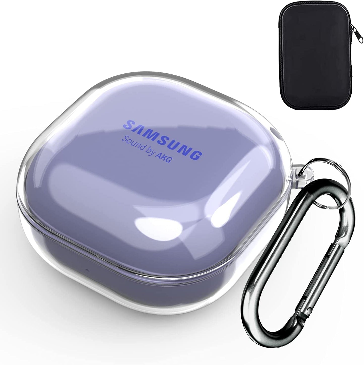 AIIKO Compatible Galaxy Buds 2 Pro Case 2022/Galaxy Buds 2/Pro Case 2021 /Galaxy Buds Live Case 2020 Clear Soft TPU Shockproof Case Protective Cover for Samsung Earbuds with Keychain - Glitter Clear  AIIKO Clear m 