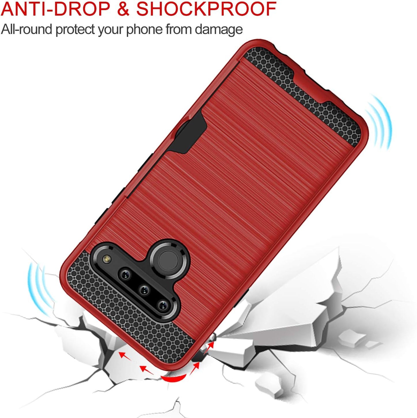 Case for LG G8, Thinq Case with Card Slot Holder, Shock Absorption Case Protective Cover for LG G8 (Red)  jia   