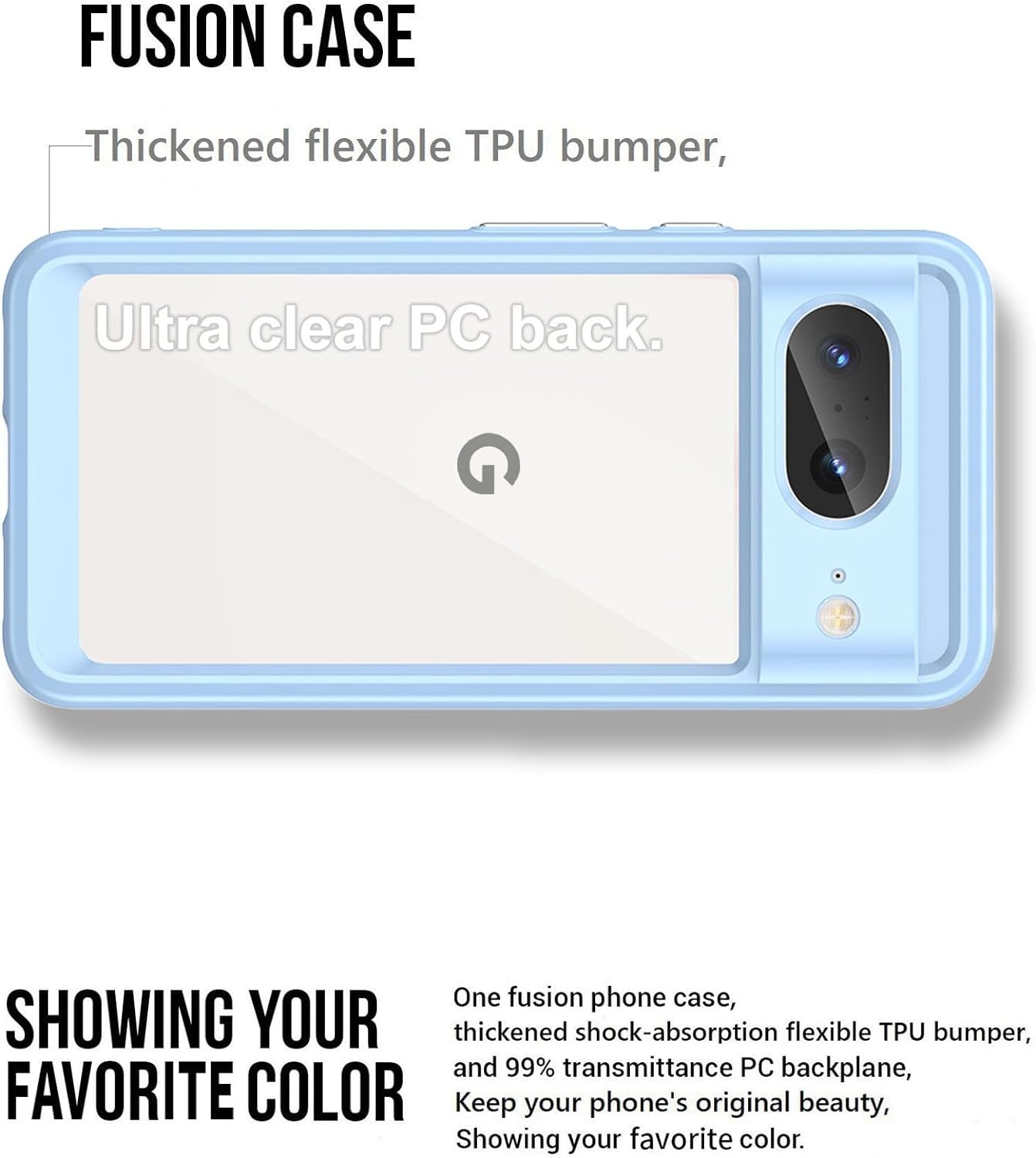 Guarishel for Google Pixel 8 Phone Case: [Built-In 4 Airbags][Not-Yellowing] Military-Grade Shockproof Protective Phone Case for Google Pixel 8, Blue  Guarishel   