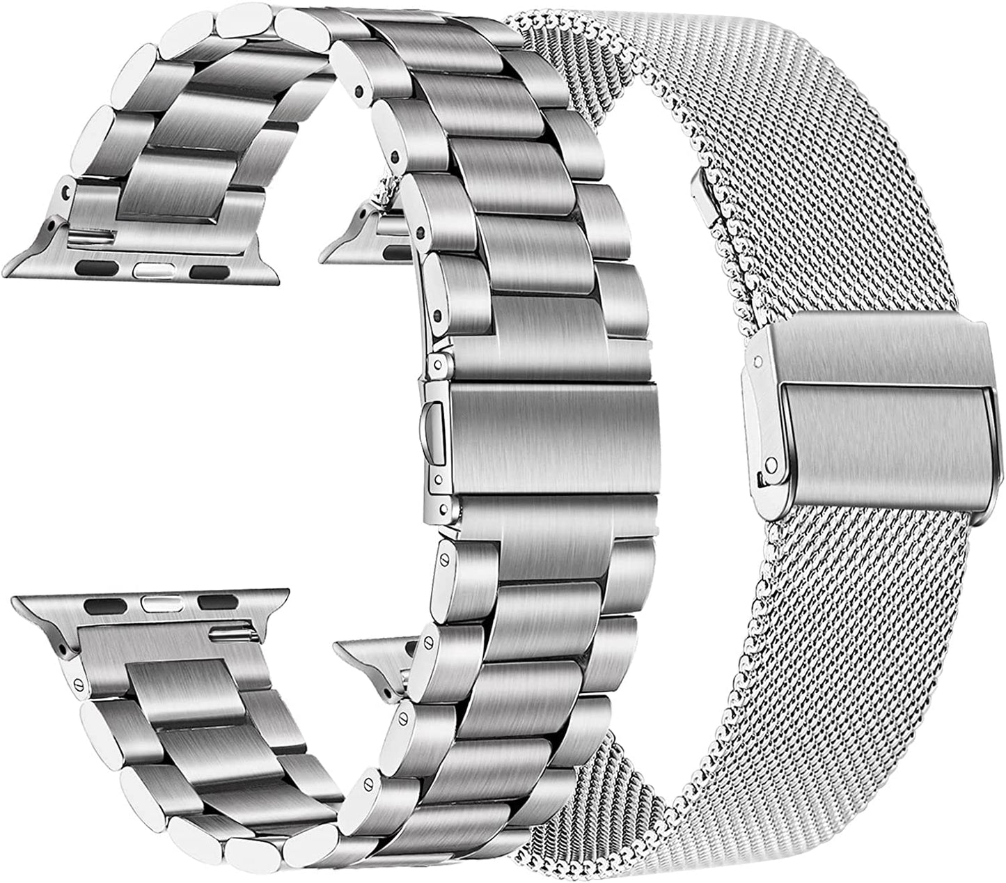 Trumirr Band Sets for Apple Watch 41Mm 40Mm 38Mm Rose Gold Women, 2 Pack Solid Stainless Steel Watchband + Mesh Strap for Iwatch SE Series 7 6 5 4 3 2 1 41Mm 40Mm 38Mm  TRUMiRR Silver 38/40/41mm 