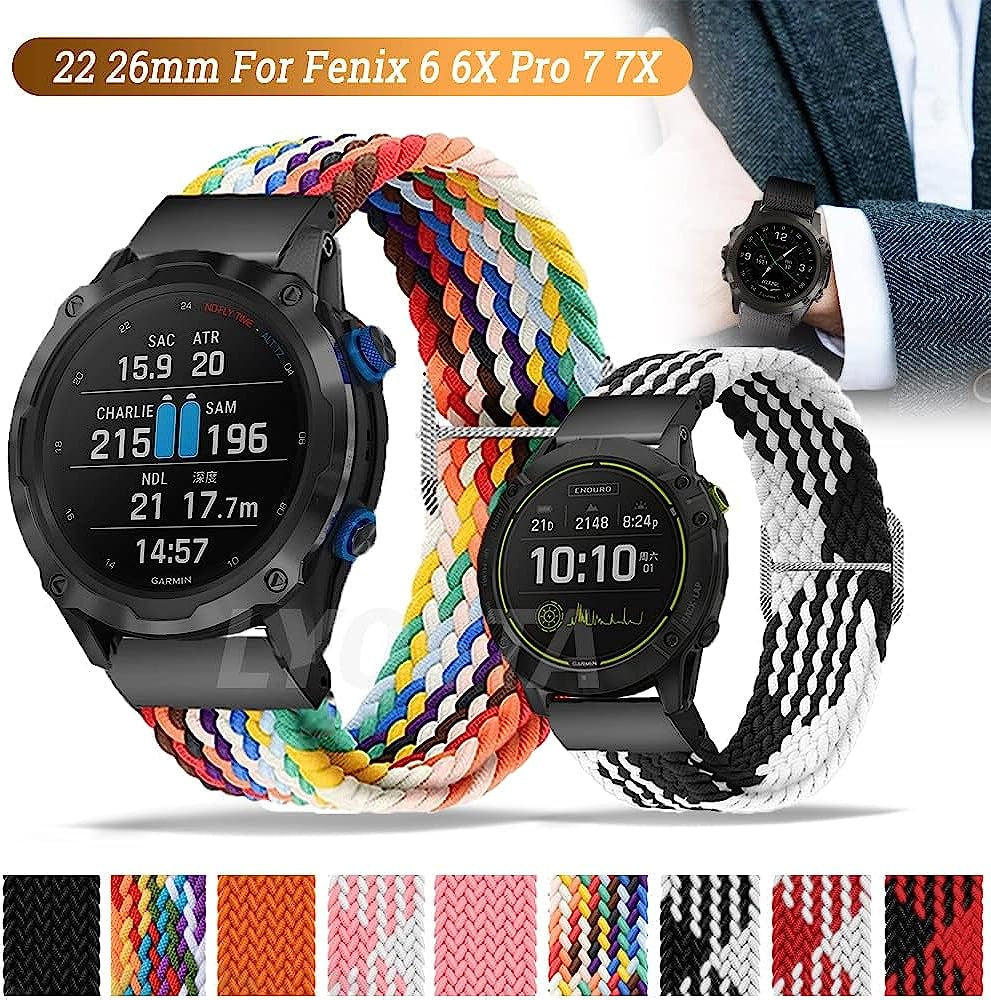 RAYESS 22Mm 26Mm Quick Fit Watchband for Garmin Fenix 6X 6X Pro 5X 3 Loop Nylon Wrist Band/Garmin Fenix 6 6 Pro 5 plus Fenix 7X Fenix 7  RAYESS   