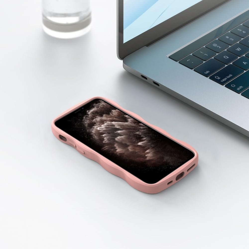 WOGROO Case for Iphone 11 Pro Case,Wave Curly Frame Design,Soft Flexible Tpu,Cute Wavy Solid Color Aesthetic Flashion Phone Case Shockproof Protective Case Cover 5.8" - Pink  WOGROO   
