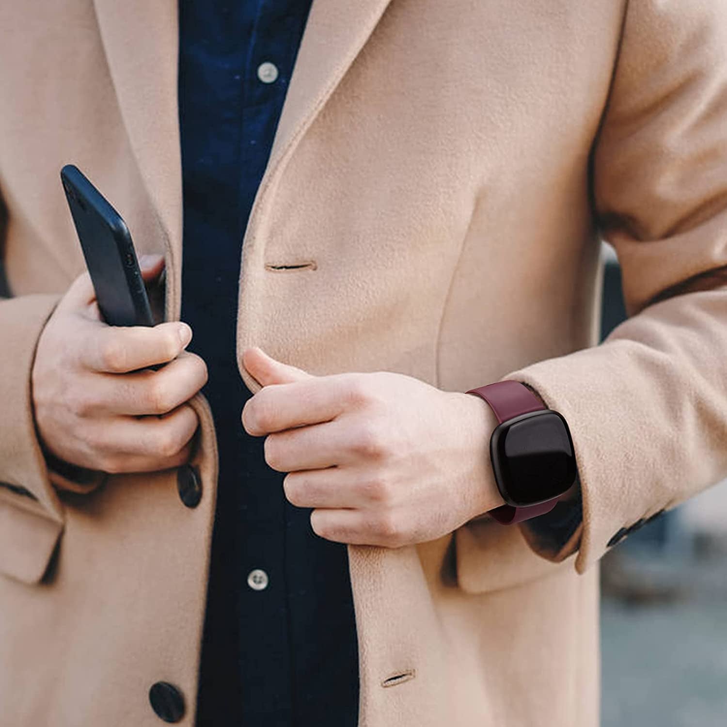 6 Pack Sport Bands Compatible with Fitbit Versa 3 Bands/Fitbit Sense Bands, Classic Soft Silicone Replacement Wristbands for Fitbit Versa 3 Smart Watch Women Men (Small, 6 Pack E)  Mugust   