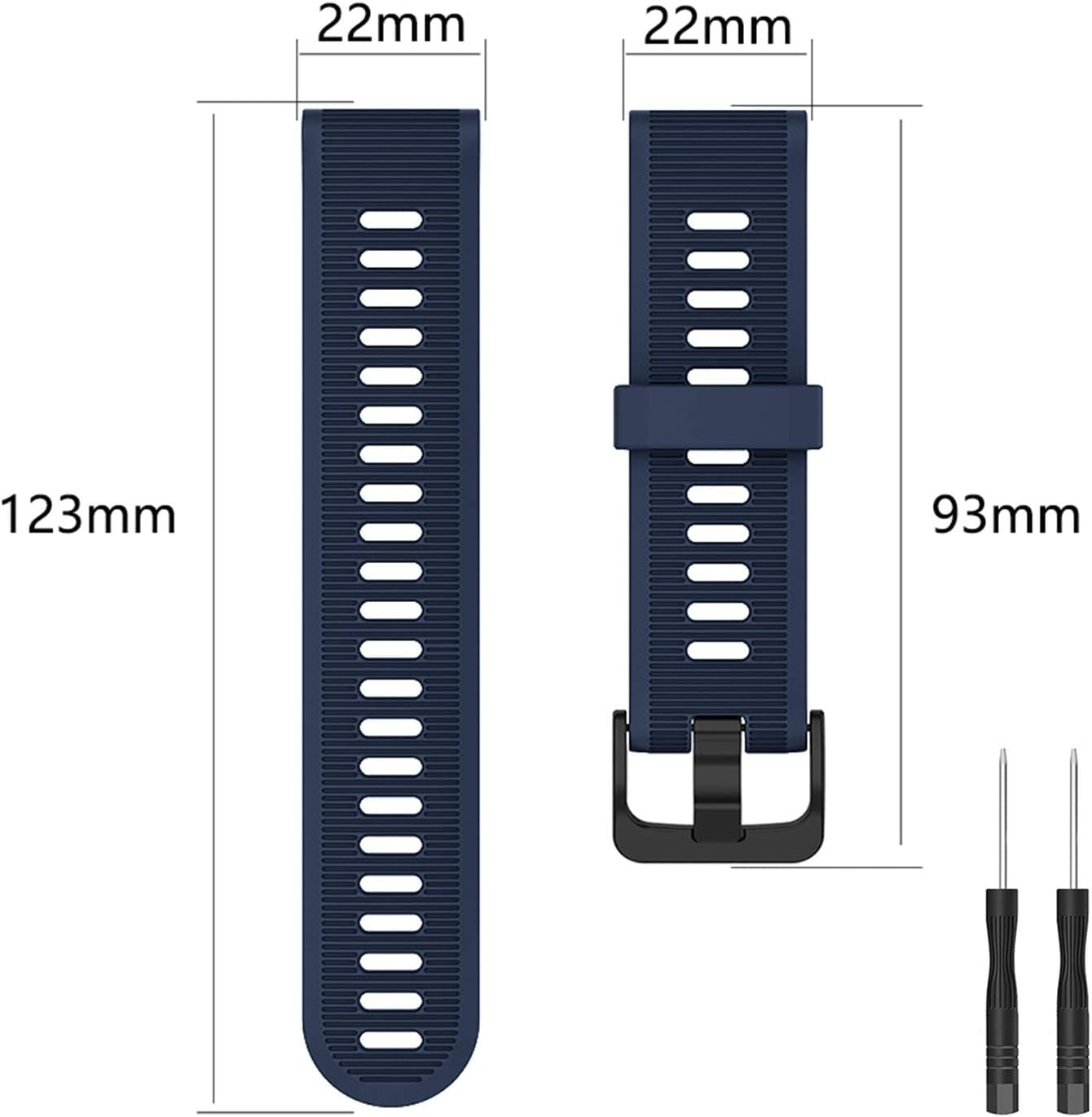 ISABAKE Band for Garmin Forerunner 935/Forerunner 945/Forerunner 745,Compatible with Fenix 5/ Fenix 5Plus/ Fenix 6/ Fenix 6 Pro/Approach S60 ,Soft Silicone 22Mm Replacement Bands Strap(Dark Blue)  ISABAKE   