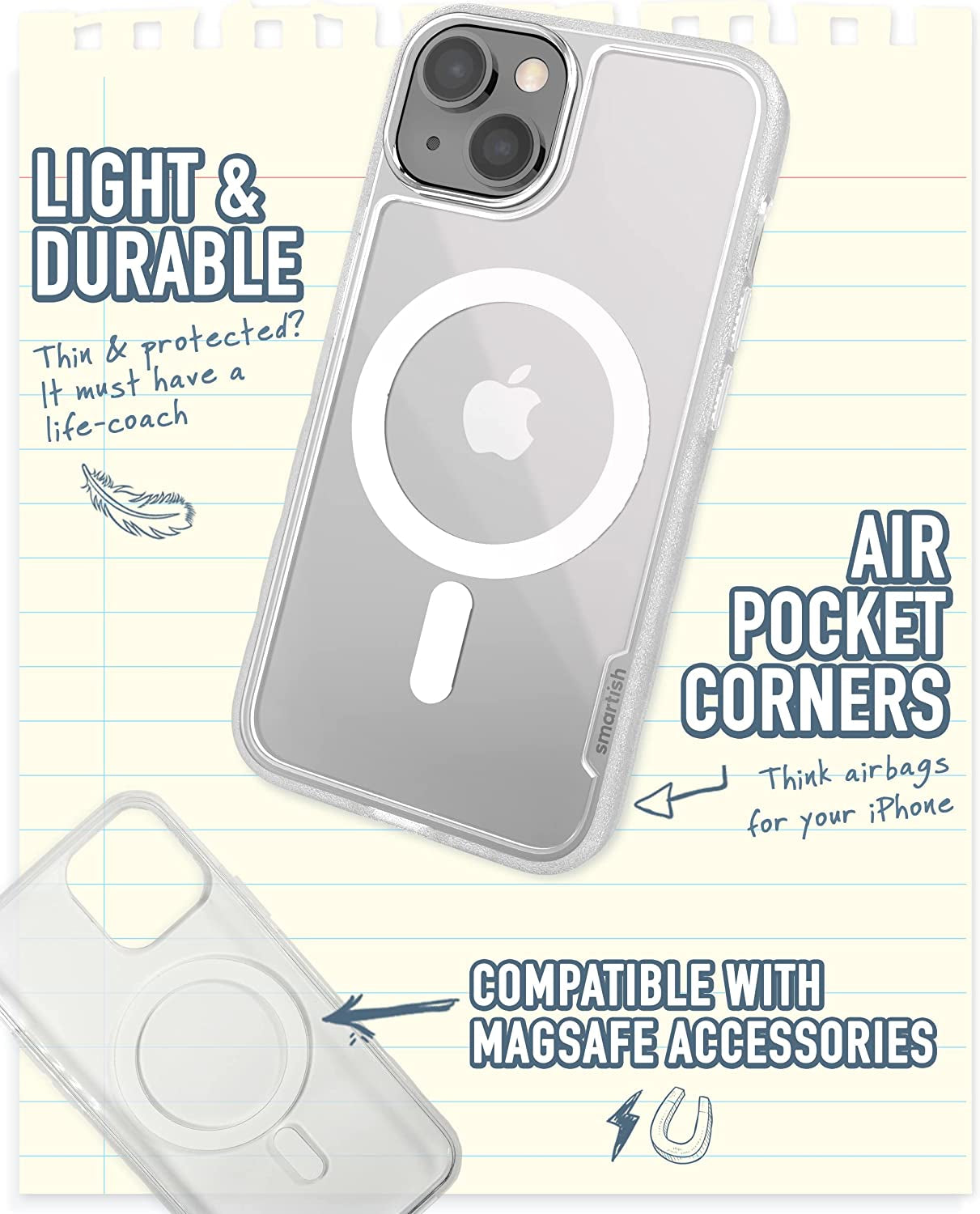 Smartish Iphone 14 Slim Case - Gripmunk Compatible with Magsafe [Lightweight + Protective] Thin Grip Cover with Microfiber Lining - Nothin' to Hide  Smartish   