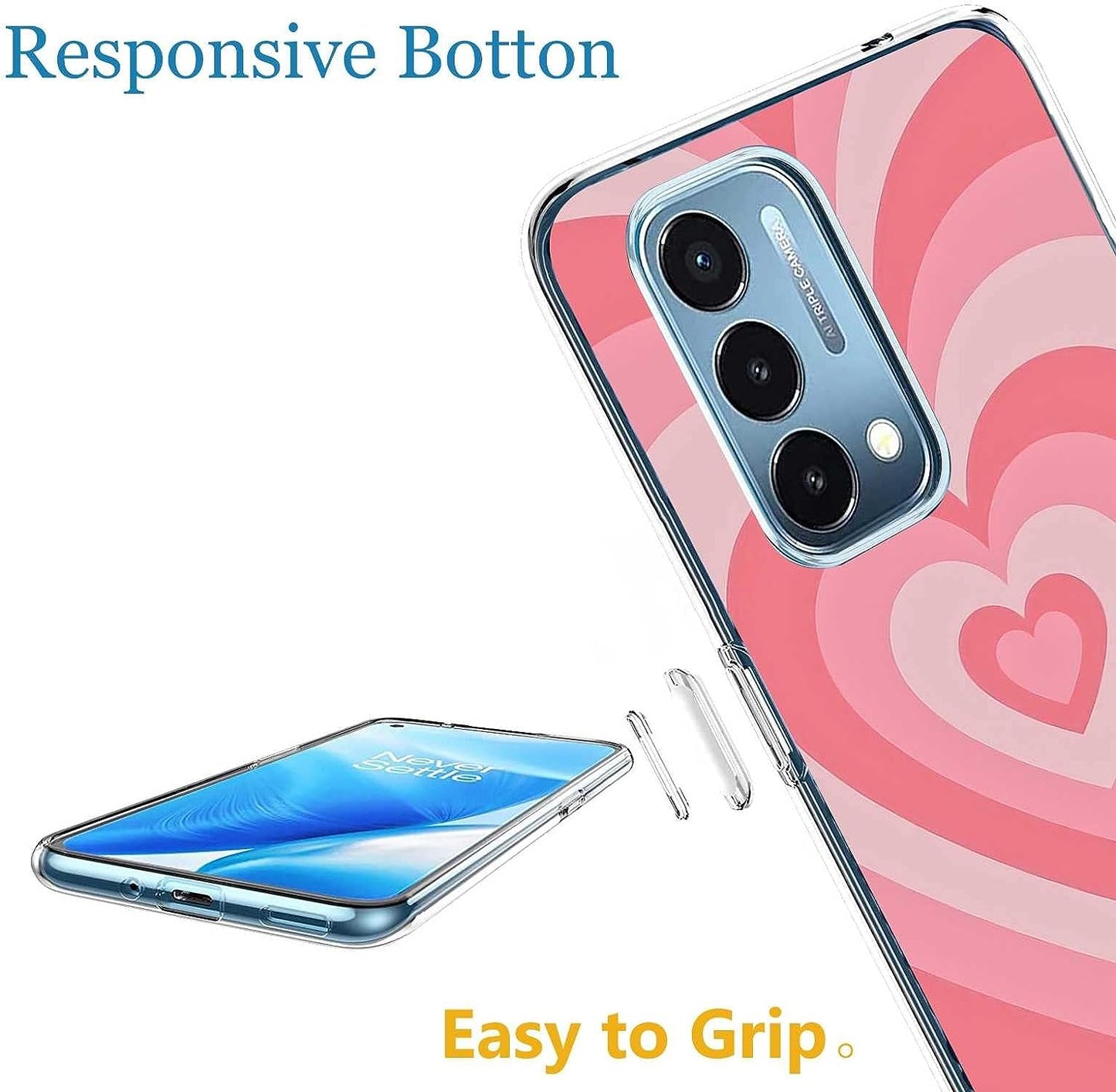 Saiaty Lideqee Designed for Oneplus Nord N200 5G/Oppo A93 5G Case, Pink Love Heart Coffee Latte Swirls Valentines Graphic Designed for Oneplus Case Women Girls, Soft TPU Trendy Case for Oneplus  saiaty lideqee   