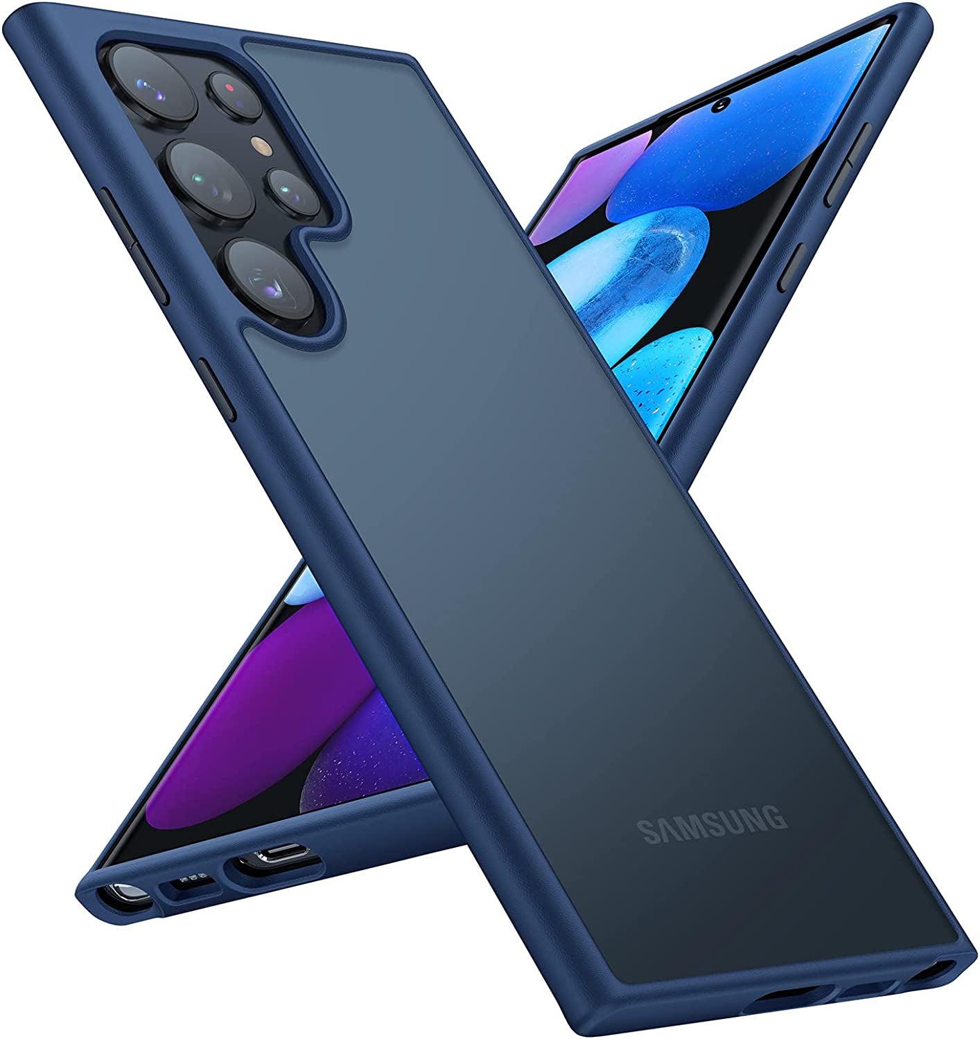 TORRAS Shockproof Designed for Samsung Galaxy S23 plus Case(Only), [Military Grade Drop Tested] Translucent Slim Protective Matte Phone Case for Samsung S23 plus Case 5G Guardian,Navy Blue  TORRAS Blue Galaxy S23 Ultra 