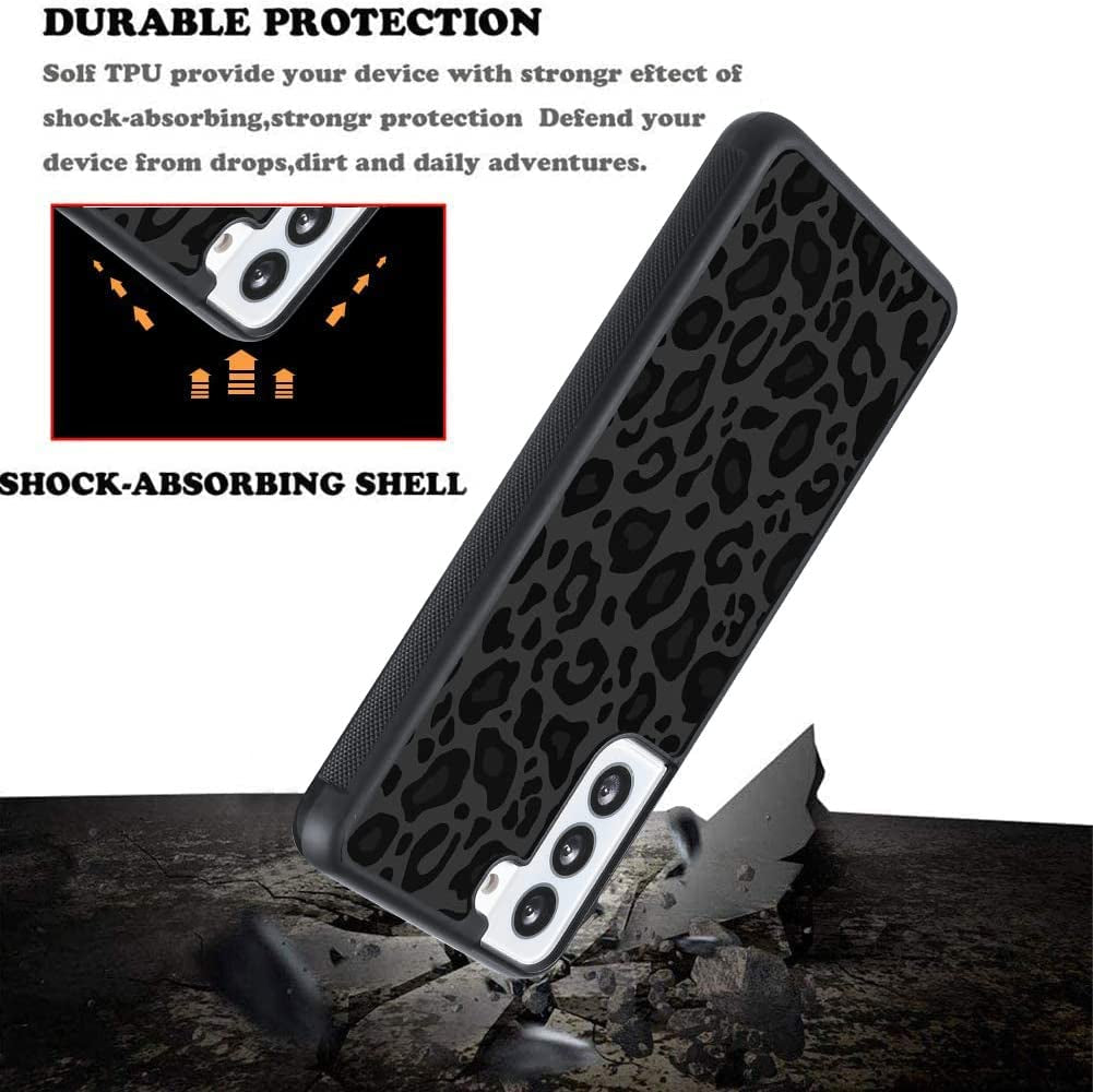 KANGHAR Case Compatible with Galaxy S22,Black Leopard Design,Tire Texture Non-Slip +Shockproof Rugged TPU Protective Case for Samsung Galaxy S22 6.1 Inch (2021) Leopard Pattern  KANGHAR   