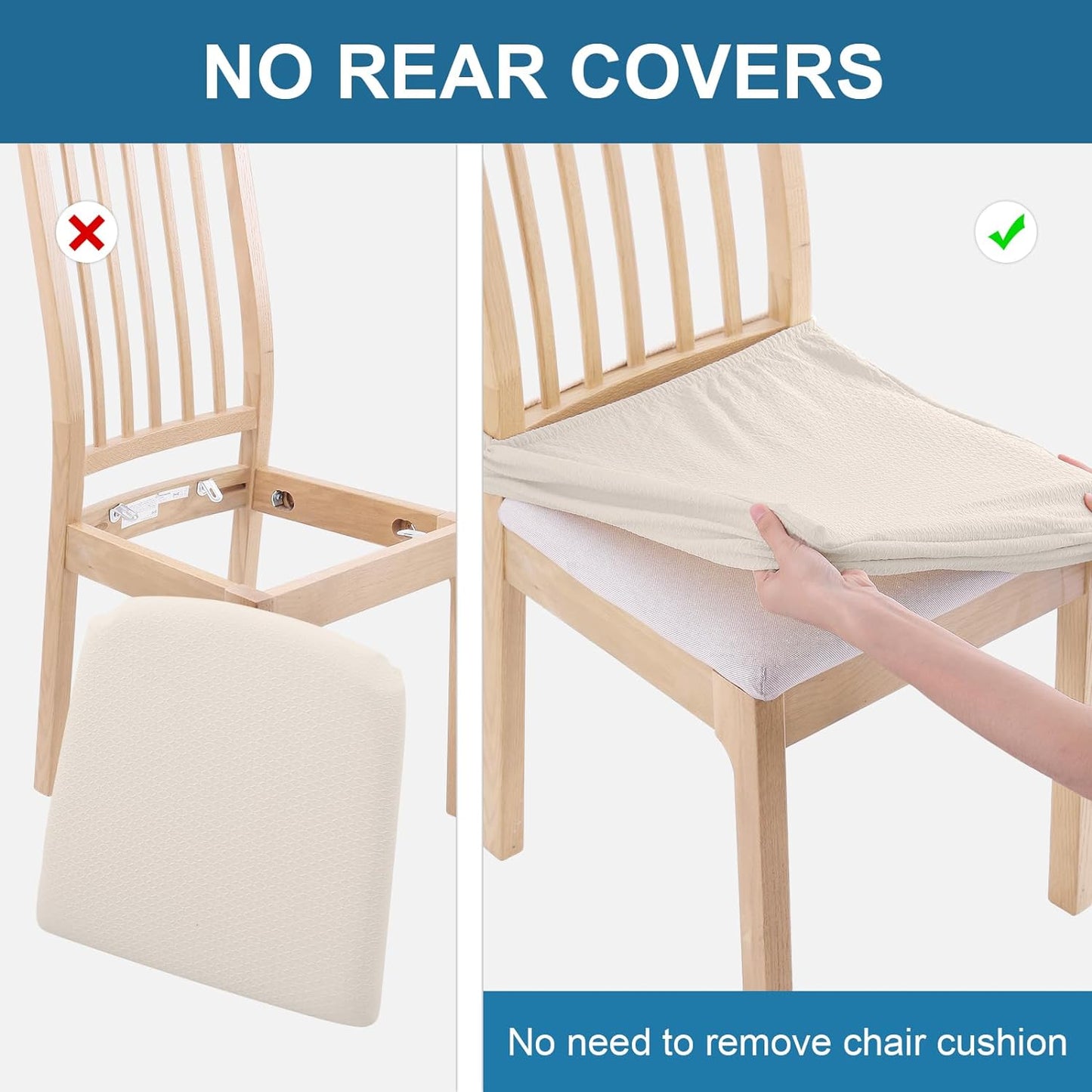 Smiry Stretch Jacquard Seat Covers for Dining Chairs, 6 Pack Washable Dining Chair Cover Dining Room Chair Seat Covers, Beige  smiry   