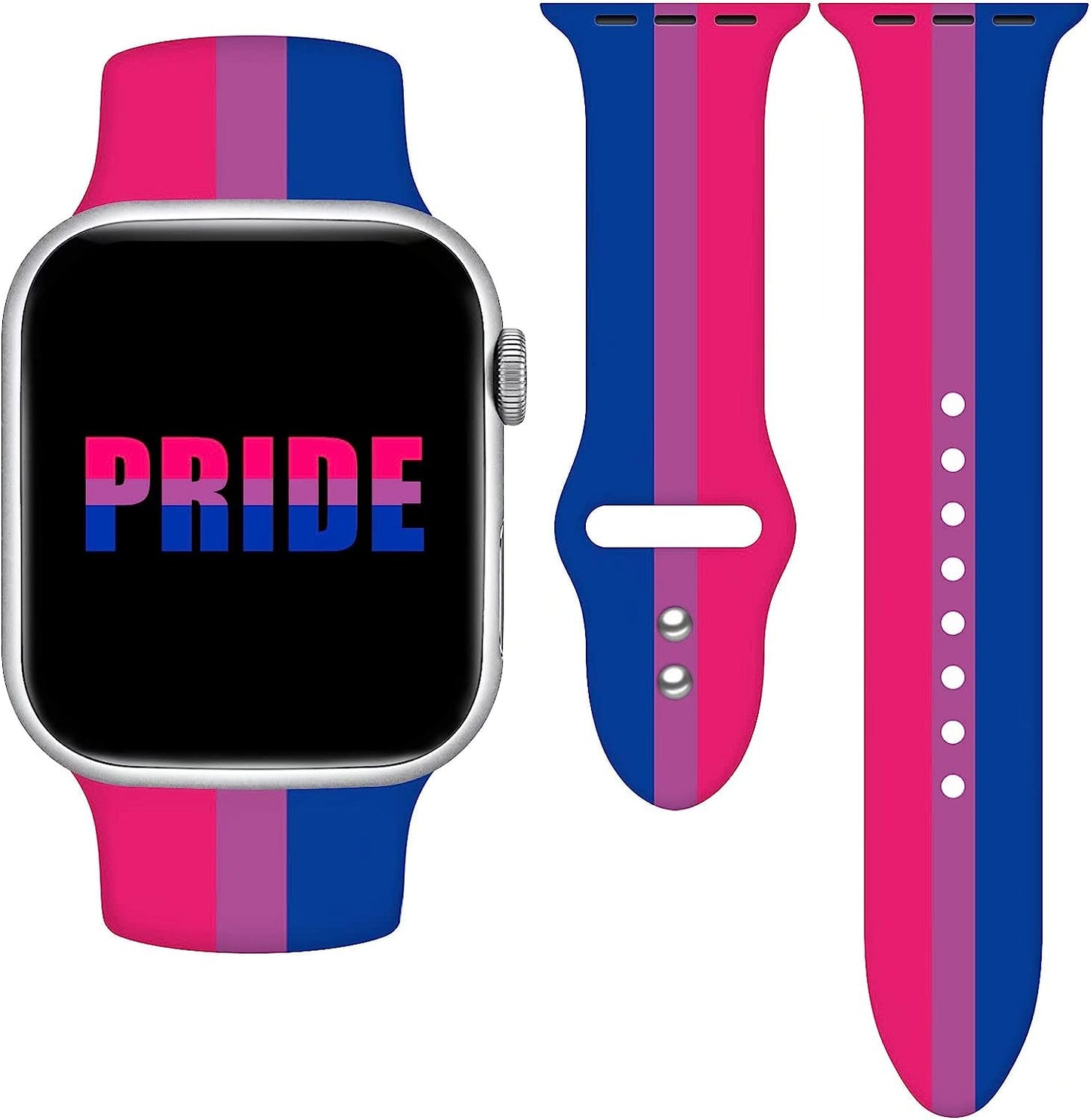 Vieeki Pride Watch Band Compatible with Apple Watch 38Mm 40Mm 41Mm 42Mm 44Mm 45Mm 49Mm Replaceable Silicone Smartwatch Straps for Iwatch Series Ultra SE 8 7 6 5 4 3 2 1  Vieeki Bisexual 42mm/44mm/45mm 