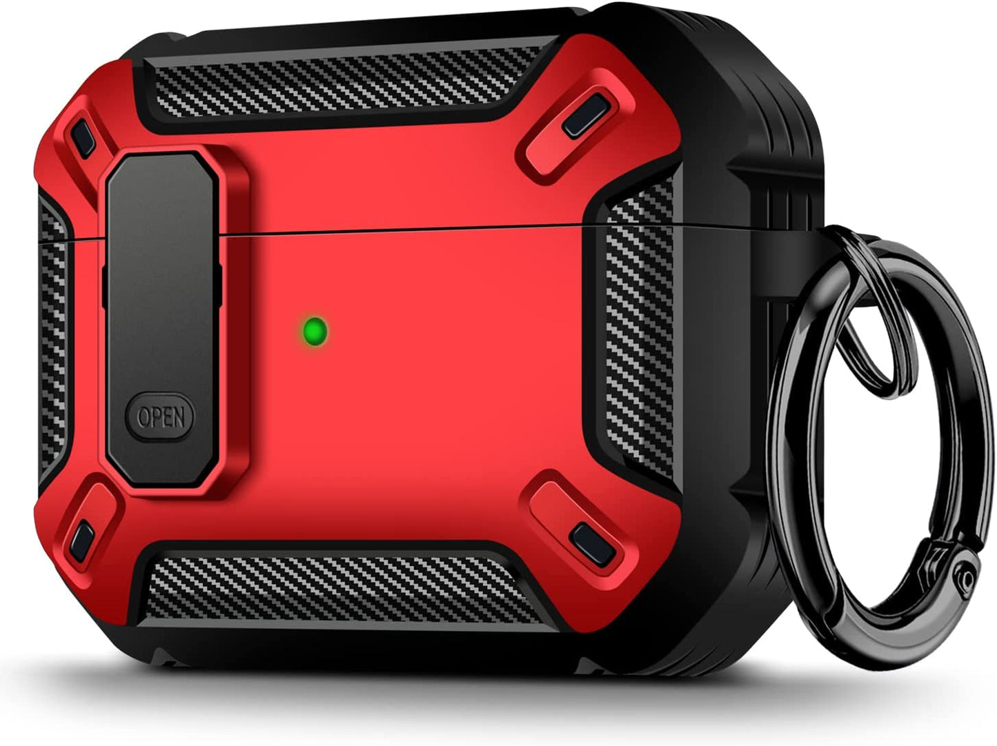 Youskin Airpod Pro Case Secure Lock Clip Case,Carbon Fiber Military Armor Series Full-Body Rugged Hard Shell Airpod Pro Case for Men Women with Keychain，Blue Camo  Youskin Red  