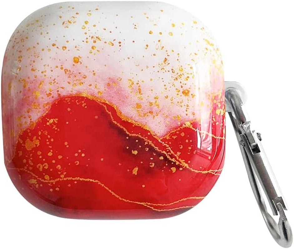 HENJI Case for Samsung Galaxy Buds 2 Case (2021) / Galaxy Buds Pro Case (2021) / Galaxy Buds Live Case (2020), Full Protective Pearl Shell Cover with Keychain for Women Girl (Purple)  HENJI Marble  