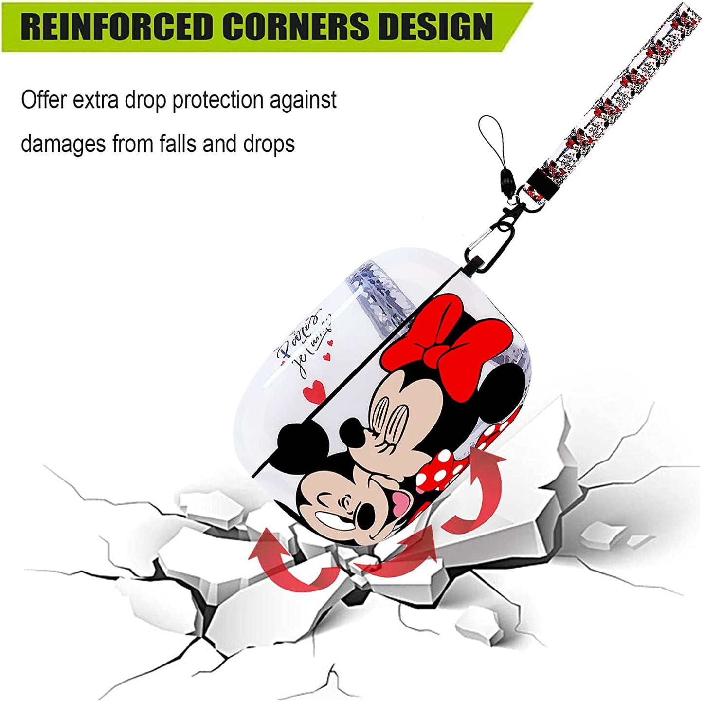 Airpods Pro Charging Case Designed for Apple Airpods Pro,Full Protective Cover with Keychain and Lanyard,Shockproof anti Case (Mickey and Minnie)  SUNTONIO LLC   