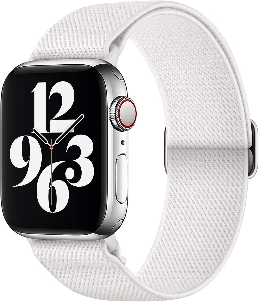 AMANECER Stretchy Nylon Watch Bands Compatible with Apple Watch Ultra Series 8/7/6/5/4/3/2/1 SE, Adjustable Braided Elastic Sport Loop Rugged Straps for Iwatch Women Men (Lavender Purple, 38/40/41MM)  AMANECER Bright White 42/44/45/49MM 