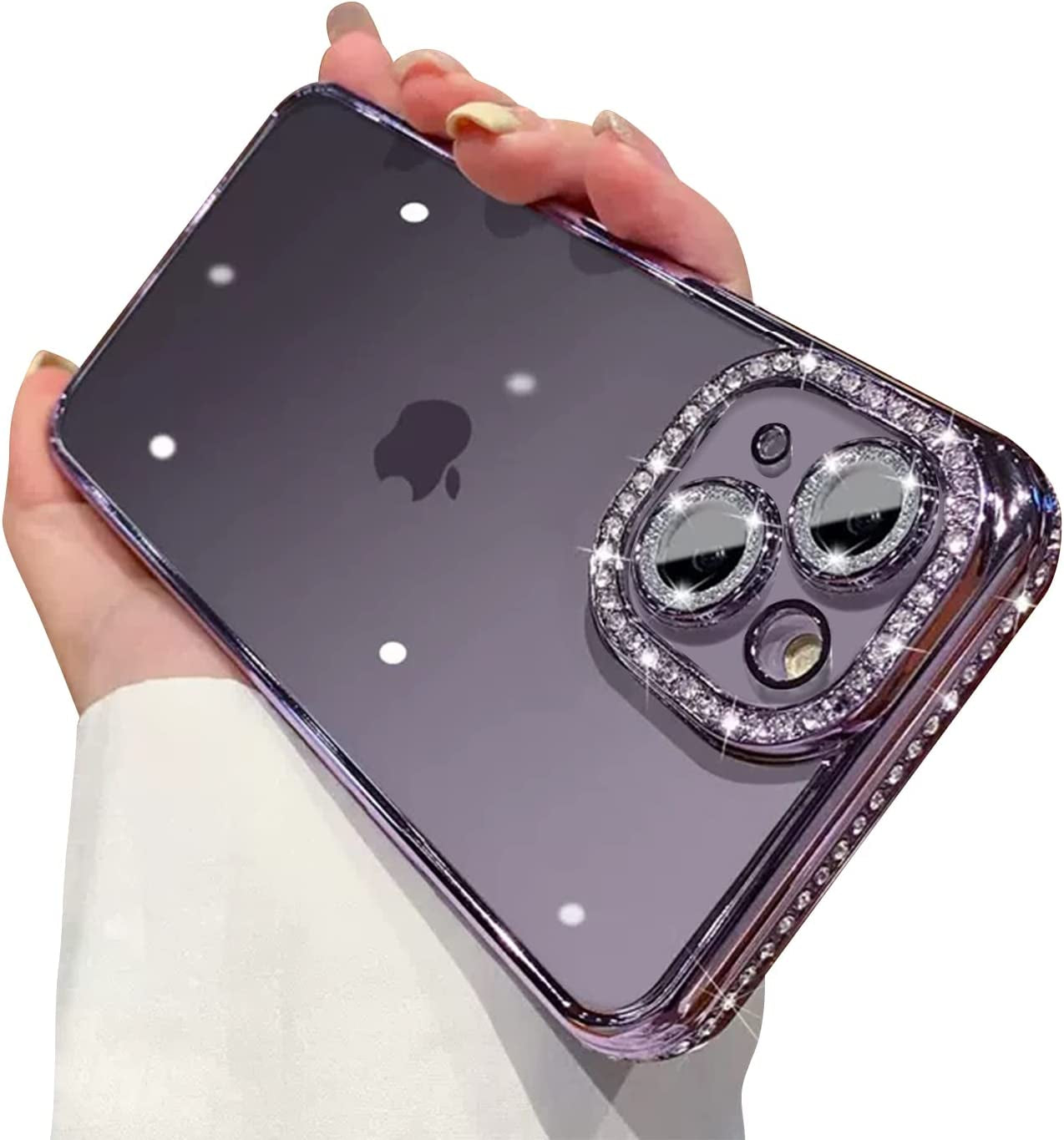 Fycyko Compatible with Iphone 14 plus Case with Glitter Diamond Camera Protector,Bling Clear Cute Phone Case Shockproof Sparkle Len for Iphone 14 plus 6.7''-Purple  Fycyko   