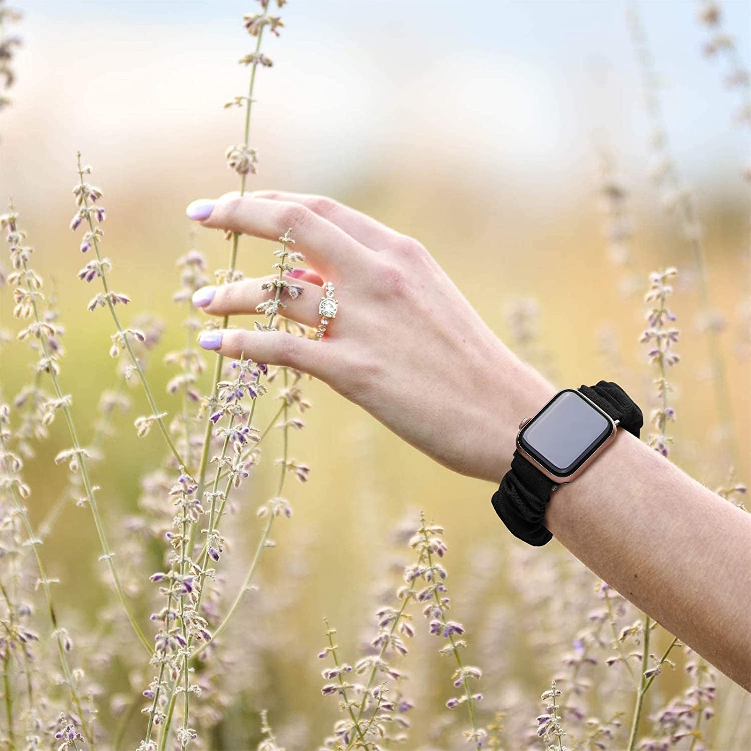 Recoppa Compatible for Apple Watch Band Scrunchie 38Mm 40Mm 41Mm 42Mm 44Mm 45Mm Cute Printed Elastic Solo Loop Bands Women Bracelet Strap for Iwatch Series 8 7 6 5 4 3 2 1 SE, 4 Packs  Recoppa   