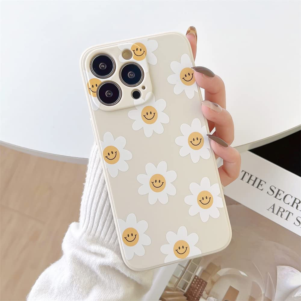 White Sunflower Cute Flower Phone Case for Apple Iphone 13 Pro 6.1 Inch Smooth Silicone Soft Cover for Iphone 13Pro 6.1"  KAXLIDEN   