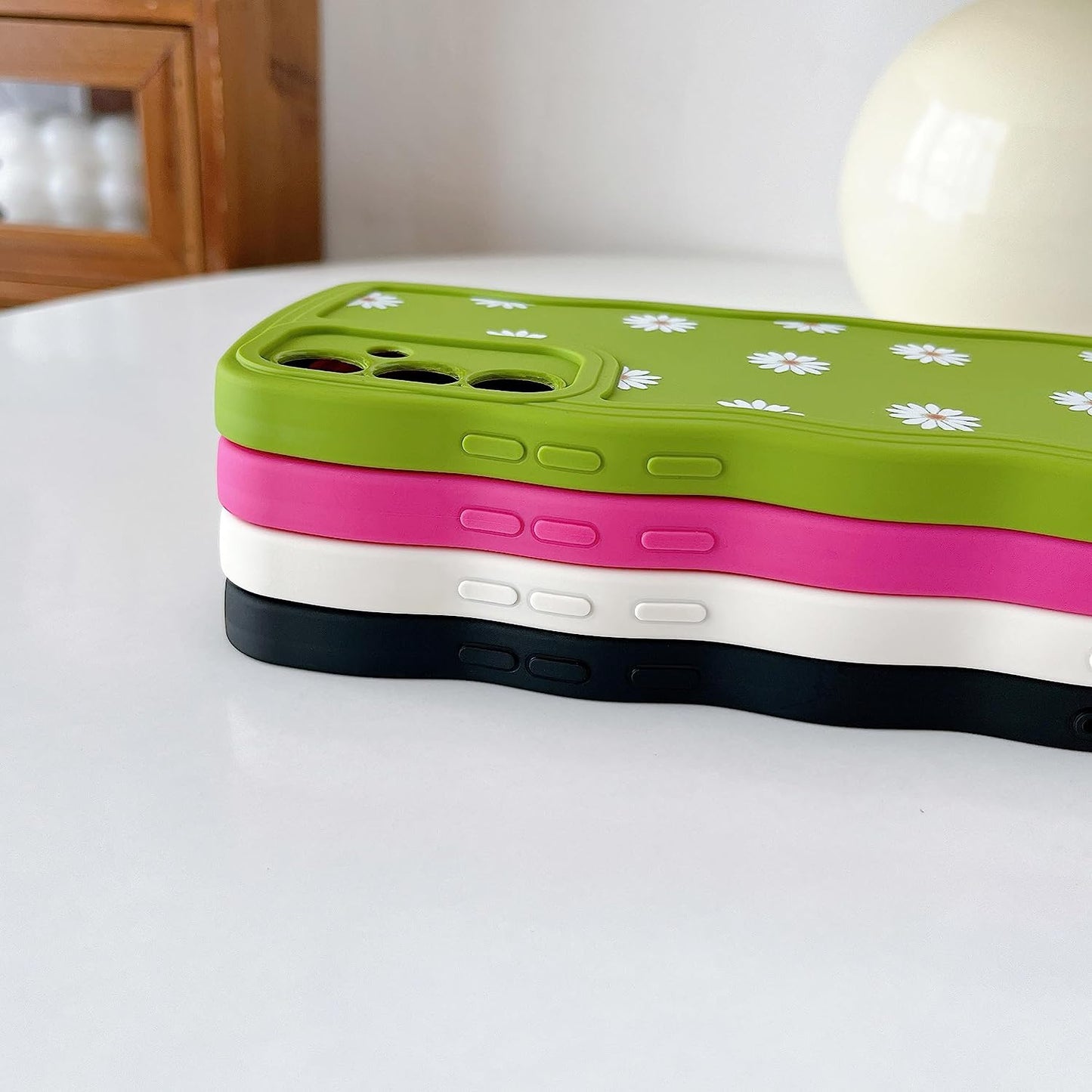 ZTOFERA Compatible with Samsung Galaxy A54 5G Case,Unique Curly Wave Frame with Daisy Pattern,Soft Liquid Silicone Anti-Fingerprint Shockproof Full Coverage&Lens Protective Case Samsung A54-Black  ZTOFERA   