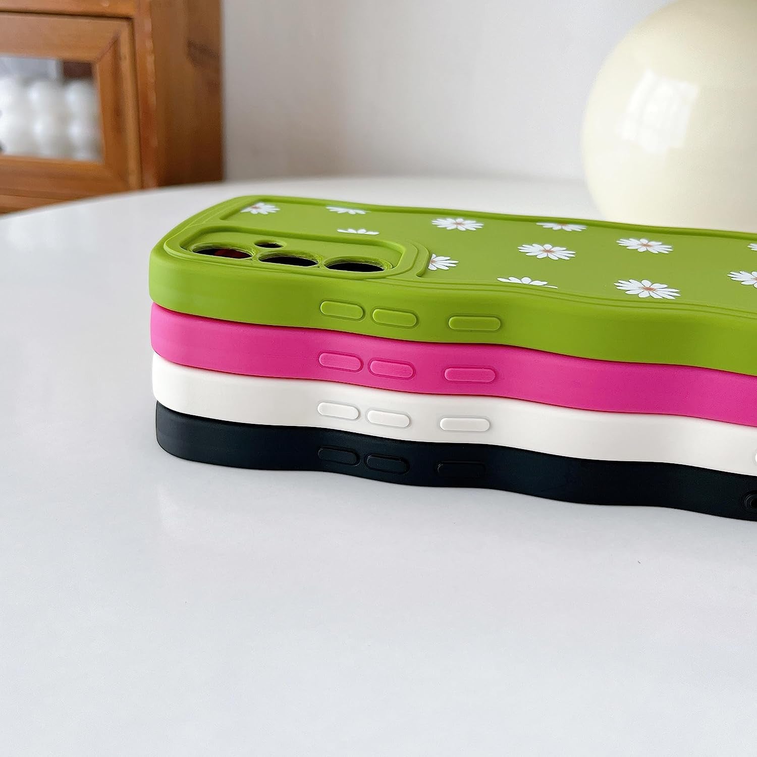 ZTOFERA Compatible with Samsung Galaxy A54 5G Case,Unique Curly Wave Frame with Daisy Pattern,Soft Liquid Silicone Anti-Fingerprint Shockproof Full Coverage&Lens Protective Case Samsung A54-Black  ZTOFERA   