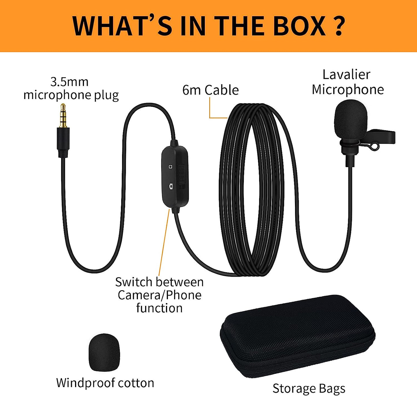 REALMIC Professional Lavalier Omnidirectional Condenser Microphone for Ipone and Android Smartphone Audio Video Recording, Plug and Play-For Youtube Tiktok Podcast Interviews  REALMIC   