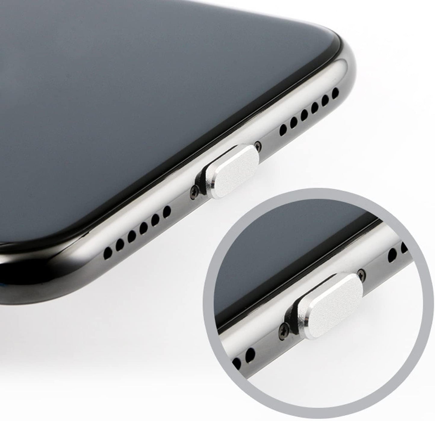 6-Pack Aluminum Anti-Dust Plugs for Iphone 13 12 Pro Max 11 XR XS 7 8 plus Airpods Dust Cover for Lightning Charging Port with Mini Storage Case (Black)  LYRYBEYCA   