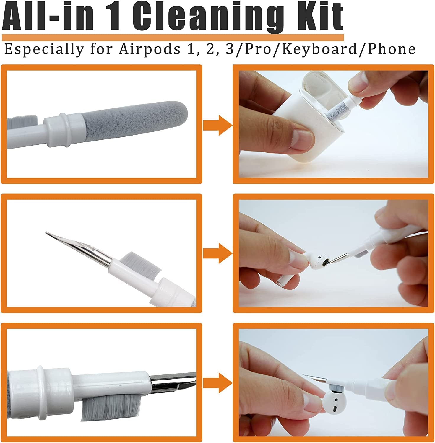 191PCS Keyboard Cleaning Kit, Soft Brush Keyboard Cleaner Pen with Keycap Puller, Earbud Cleaning Putty for Airpods for Iphone, Multi-Function Cleaning Kit for Airpods 1/2/3 Pro Keyboard Phone  KEYONEKJO   