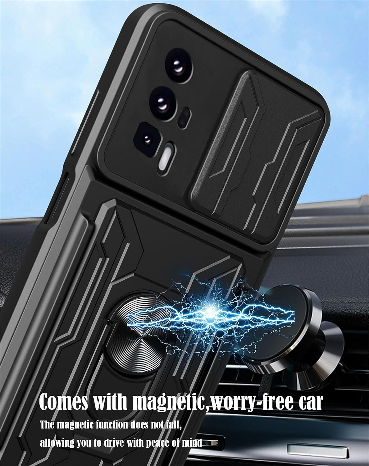 Tncavo for Xiaomi Poco F5 PRO 5G Case with Card Holder, Military Grade Shockproof Heavy Duty Protective with Rotating Ring Kickstand & Camera Cover for Redmi K60/ K60 PRO 5G LJ Blue  Tncavo   