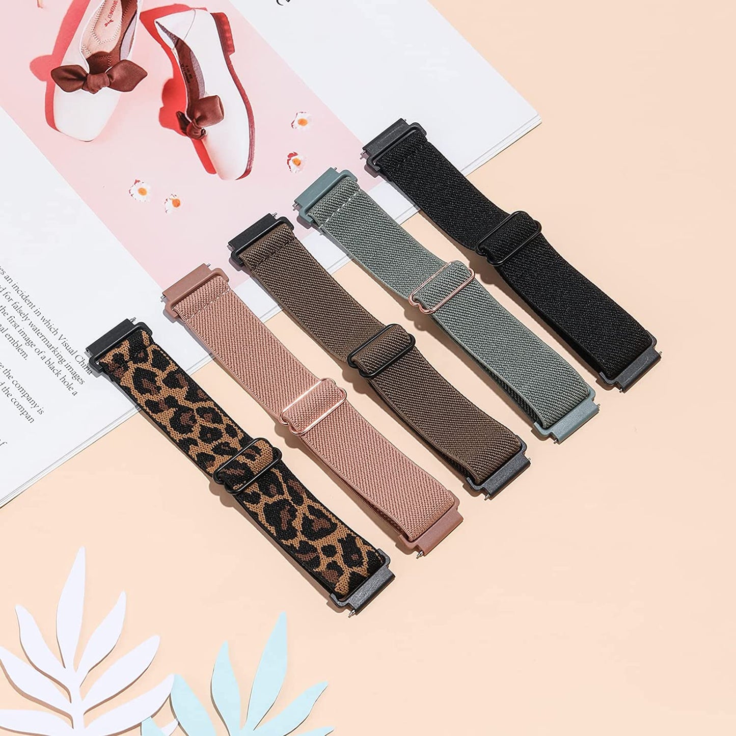 2PACK AHXLL Nylon Bands Compatible with Samsung Galaxy Watch Active 2 44Mm 40Mm/Active 40Mm/Galaxy Watch 3 41Mm/ Galaxy Watch 4 40Mm 44Mm /Galaxy Watch 5 Pro 45Mm, 20Mm Stretchy Sport Loop Breathable Wristband (Black+Army Green)  AHXLL   