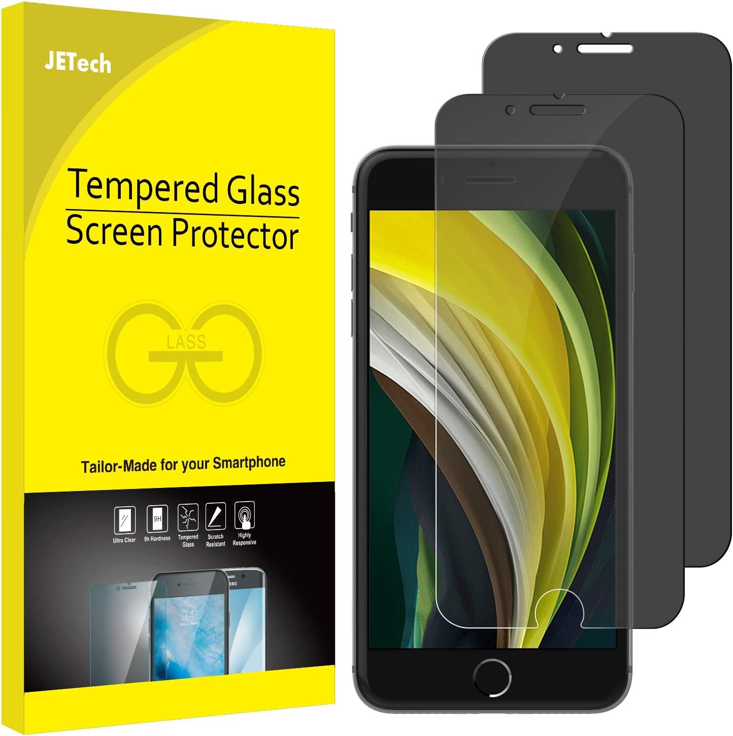 Jetech Privacy Screen Protector for Iphone SE 3/2 (2022/2020 Edition), Iphone 8 and Iphone 7, Anti-Spy Tempered Glass Film, 2-Pack  JETech   