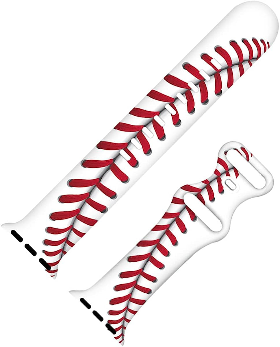 BACDOILQ Ball Game Watch Band Smartwatch Bands Compatible with Watch 38Mm/40Mm/42Mm/44Mm Soft Silicone Strap Replacement for Series 7/6/5/4/3/2/1/SE  BACDOILQ   