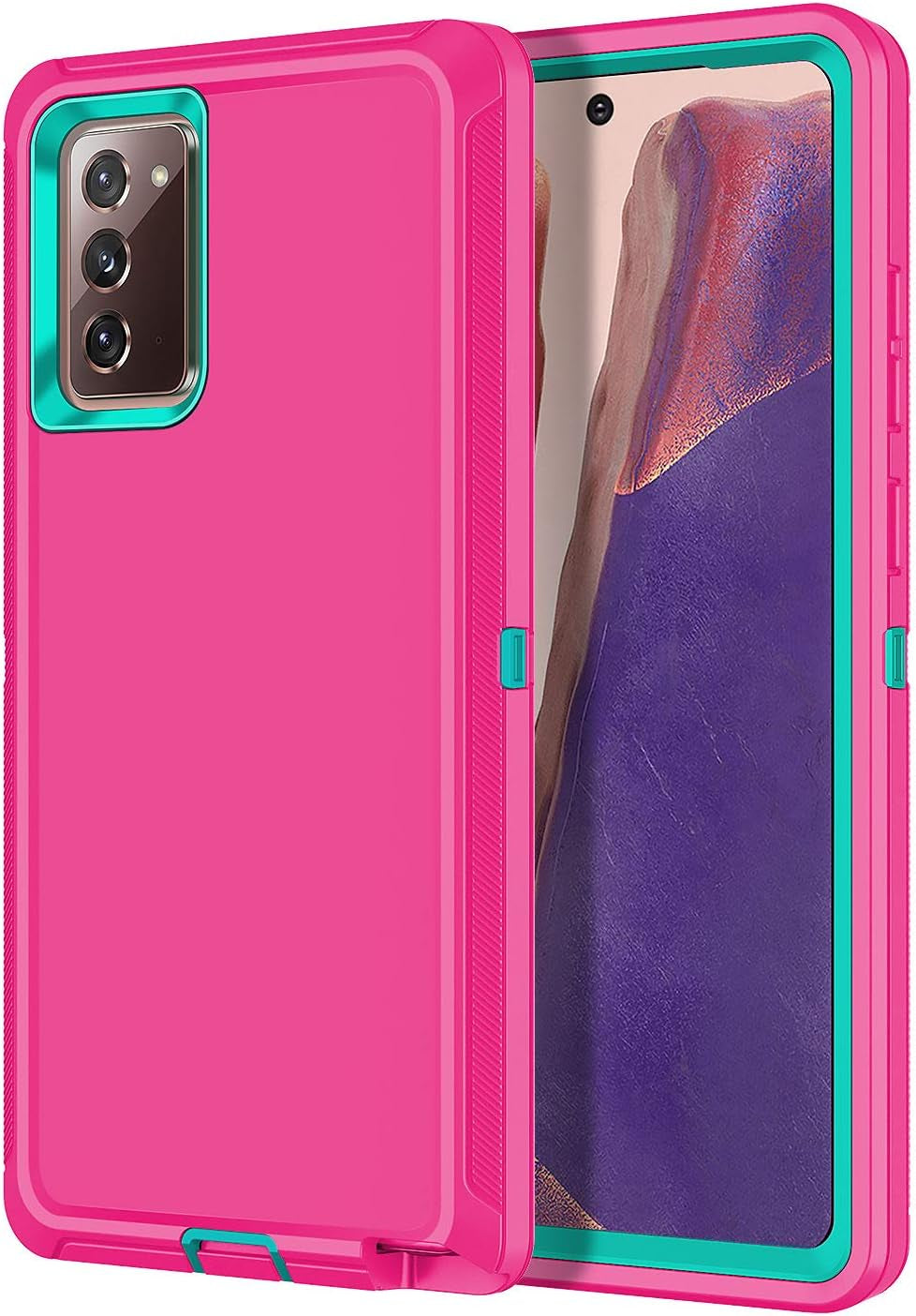 I-HONVA for Galaxy Note 20 Case Shockproof 3 in 1 Full Body Protection [Without Screen Protector] Rugged Heavy Duty Durable Cover Case for Samsung Galaxy Note 20 5G 6.7 Inch, Mint Green/Pink  I-HONVA Pink/Blue  