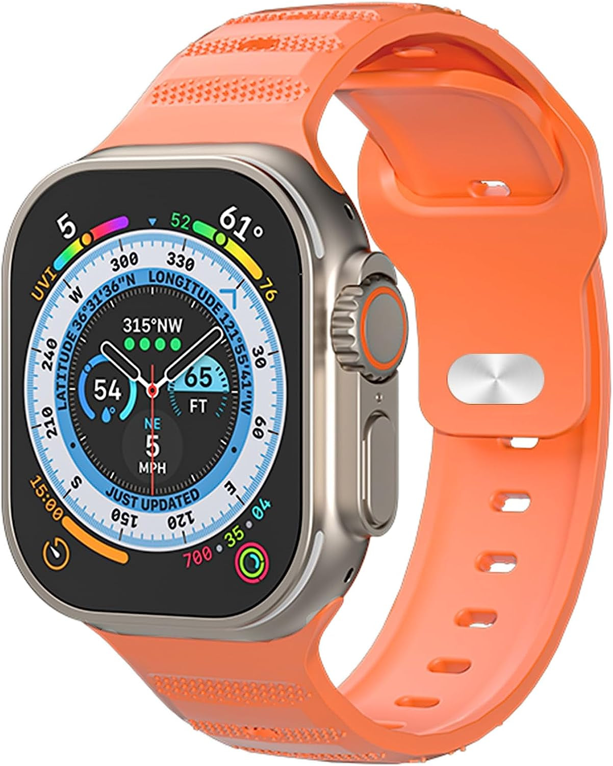 Compatible with Apple Watch Ultra Band Sport 42Mm 44Mm 45Mm 49Mm,Soft Silicone Waterproof Strap Wristbands Compatible with Iwatch Apple Watch Series Ultra 8 7 6 5 4 3 2 1 SE Women Men  ownace Orange  