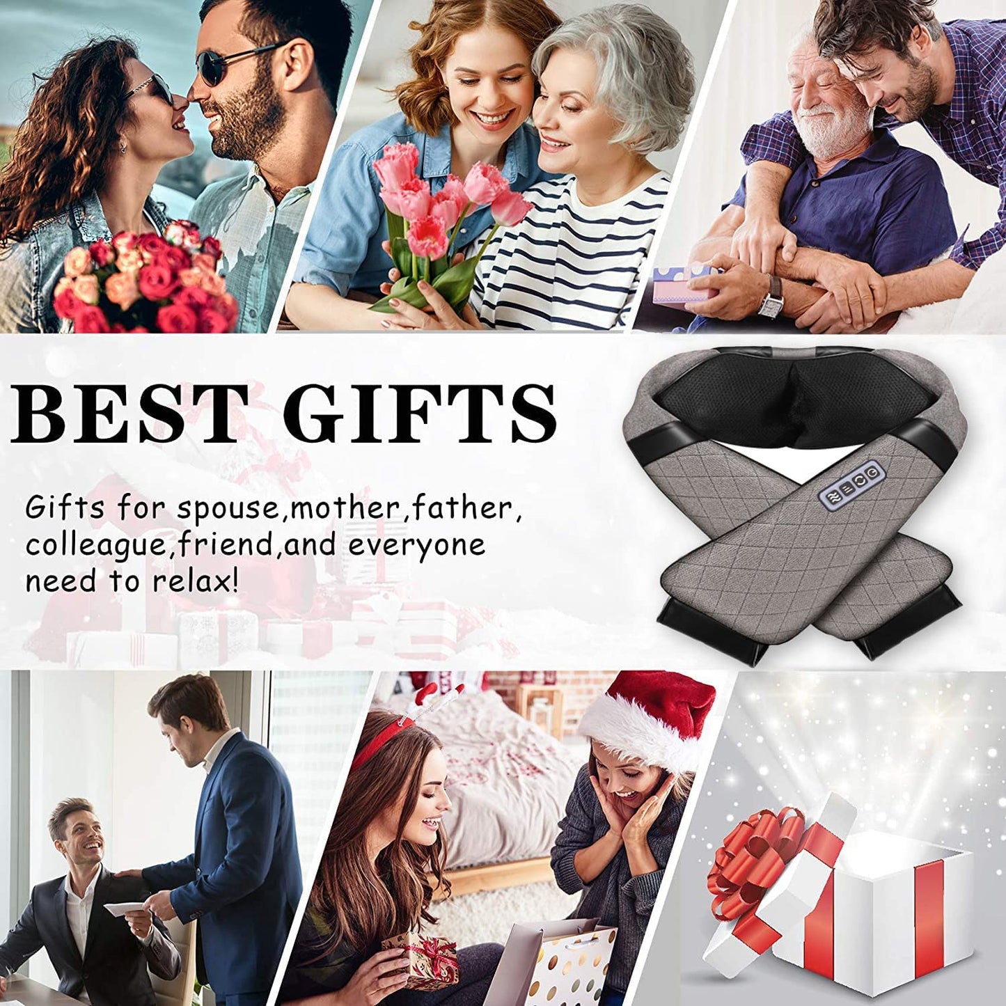 Blue Elf Shiatsu Neck Massager, Shiatsu Back Shoulder Massager with Heat, Electric Kneading Massage Pillow for Back,Shoulder, Foot, Leg Muscles Pain Relief Relax in Car, Office and Home  Blue Elf   