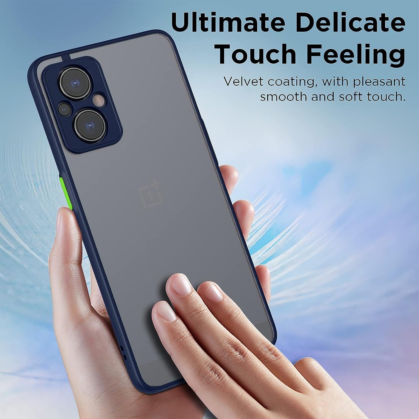 MAKAVO Slim Fit for Oneplus Nord N20 5G Case with Screen Protector [Ultra Thin] [Camera Cover] Full Protection Flexible Bumper Hard Matte PC Back Cover for One plus N20 5G (Blue)  MAKAVO   