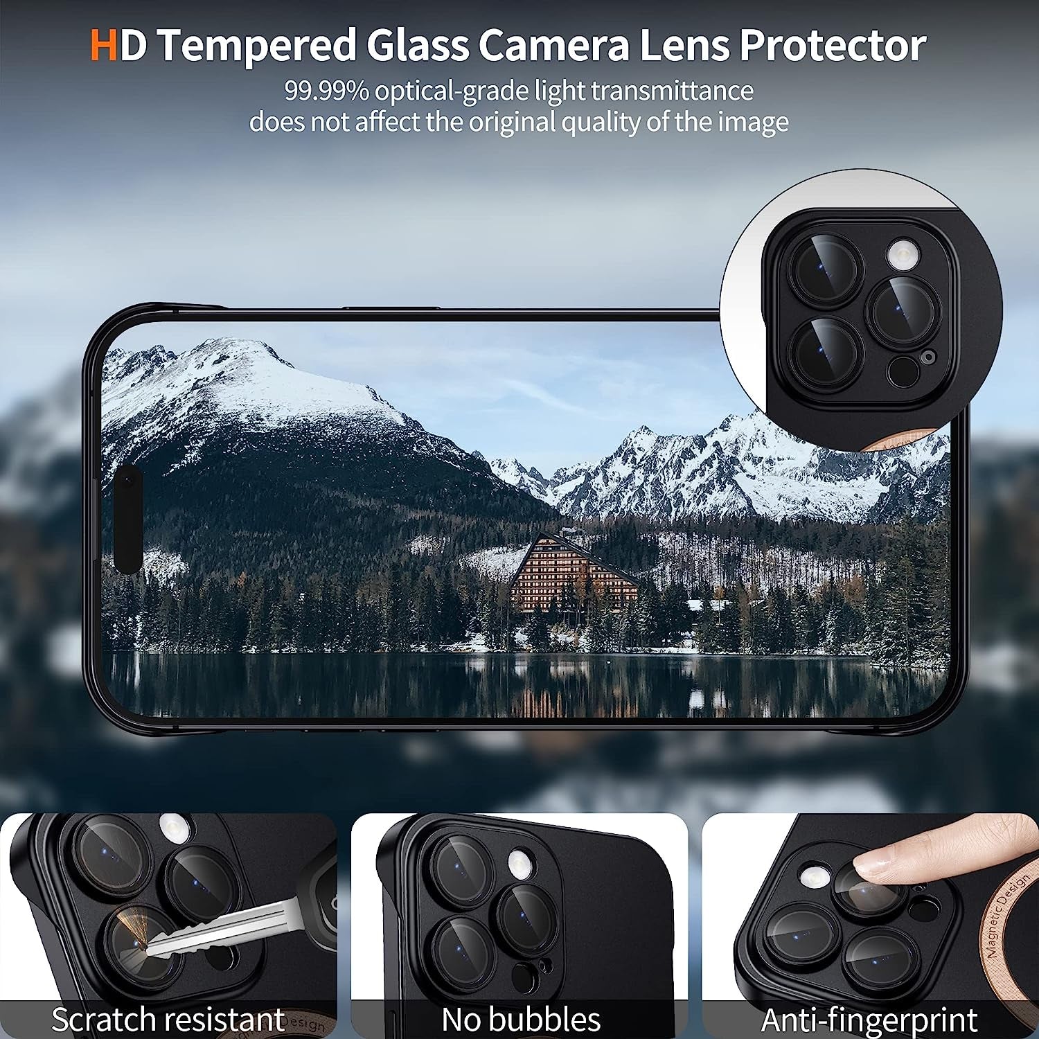 Hoerrye Magnetic Slim Fit Case for Iphone 14 Pro Max Ultra Thin Case with Full Camera Lens Protector [Compatible with Magsafe][No.1 Strong Magnetic] Frameless Phone Protective Cover,Black  Hoerrye   