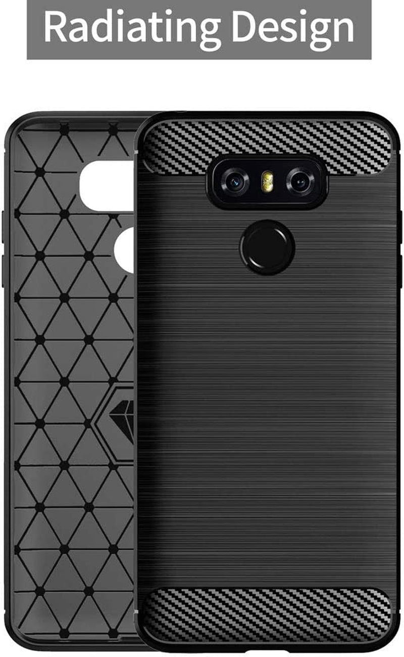 EGALO LG G6 Silicone Case, LG G6 plus Black Case Slim Thin Soft Skin Carbon Fiber Flexible TPU Anti-Scratch Shock Absorption Lightweight Rubber Protective Cases for LG G6 Plus,Brushed Black  EGALO   